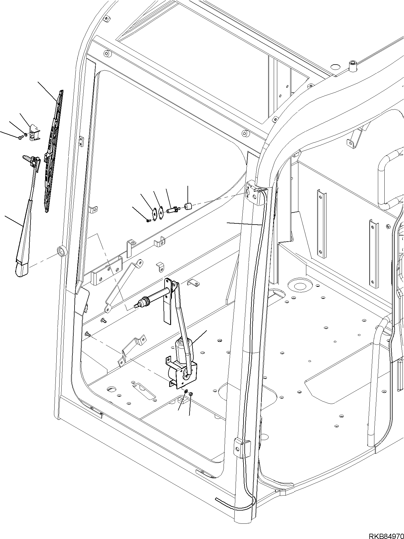 Komatsu parts book diagram for PC88MR-6 S/N F00003 AND UP: WINDSCREEN WIPER SYSTEM (2/2)