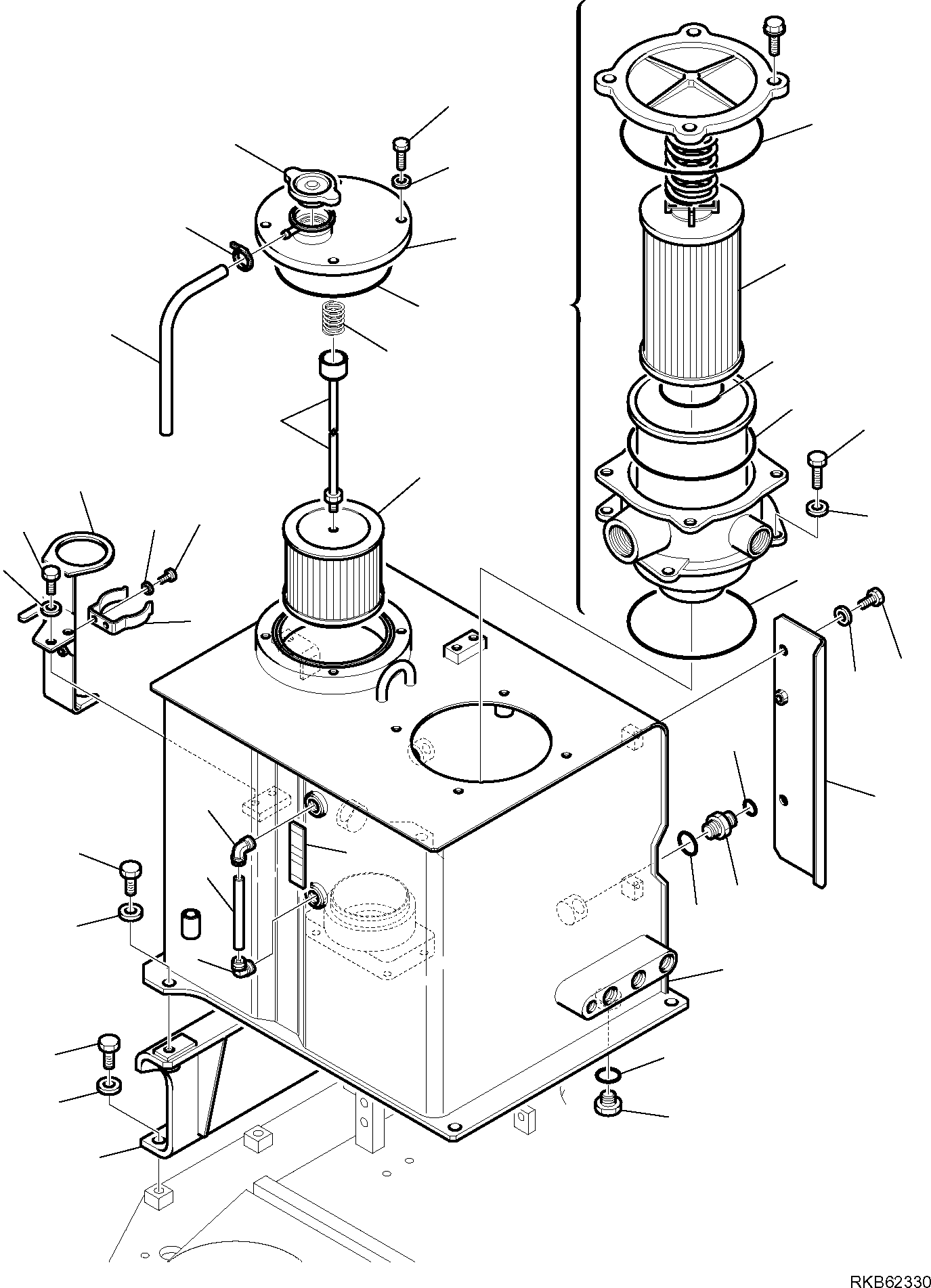 Komatsu parts book diagram for PC88MR-6 S/N F00003 AND UP: HYDRAULIC OIL TANK