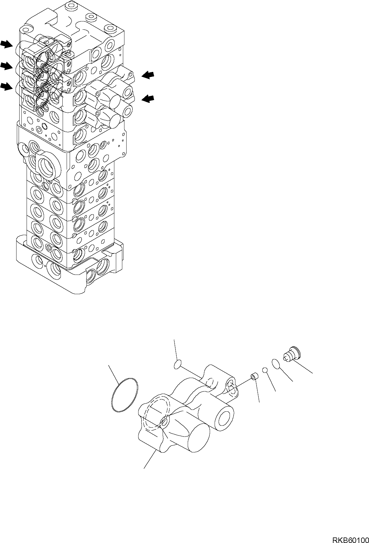 Komatsu parts book diagram for PC88MR-6 S/N F00003 AND UP: CONTROL VALVE (3/25)