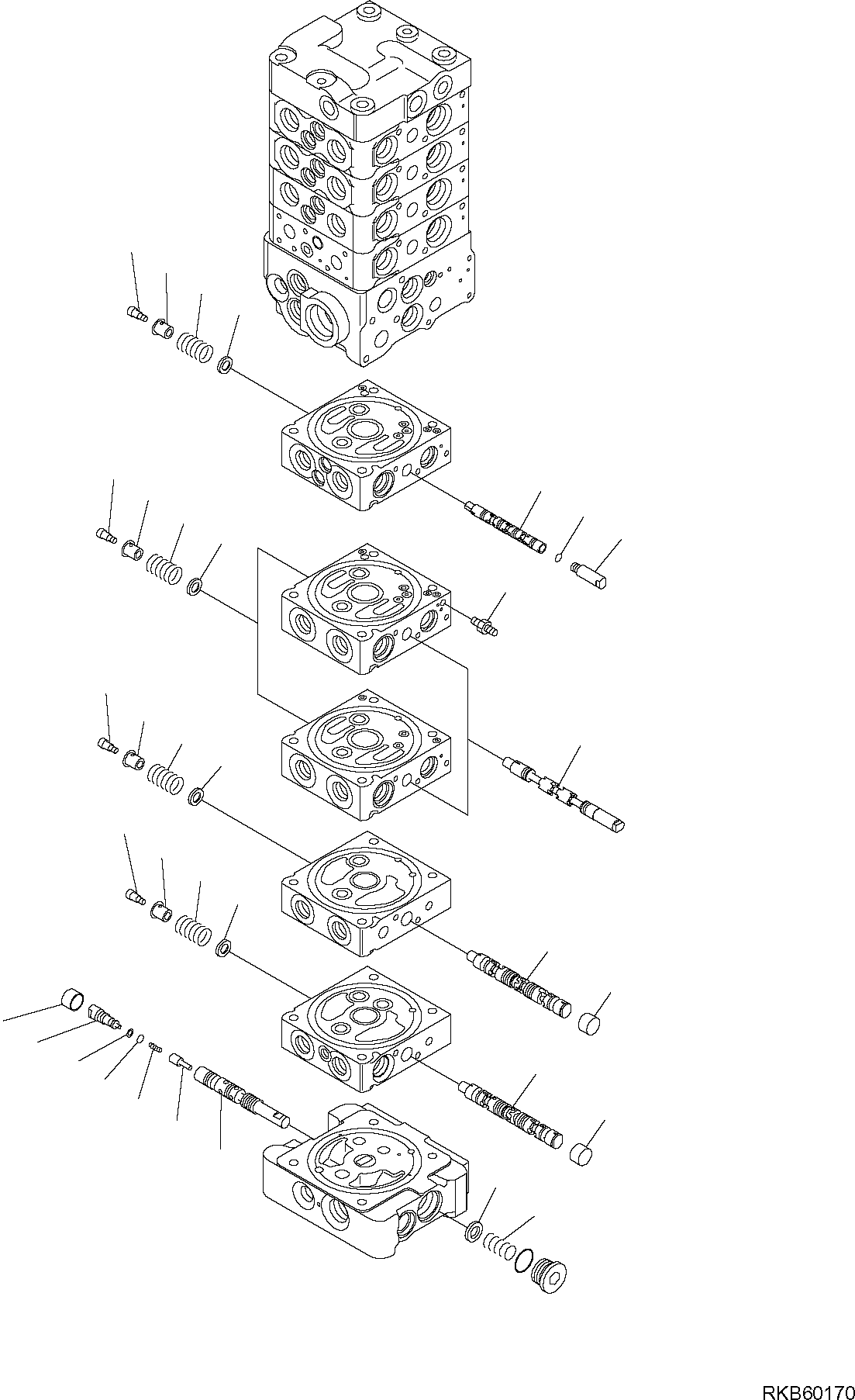 Komatsu parts book diagram for PC88MR-6 S/N F00003 AND UP: CONTROL VALVE (10/25)