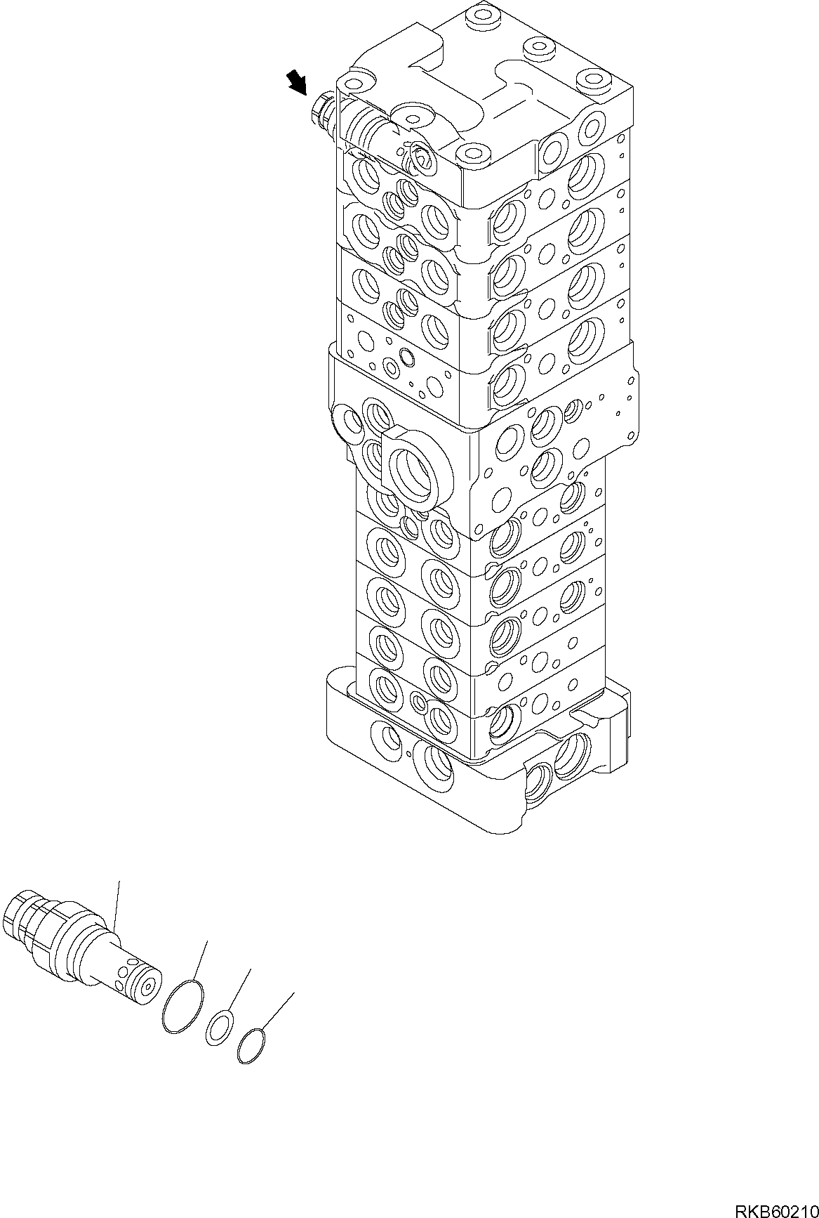 Komatsu parts book diagram for PC88MR-6 S/N F00003 AND UP: CONTROL VALVE (14/25)