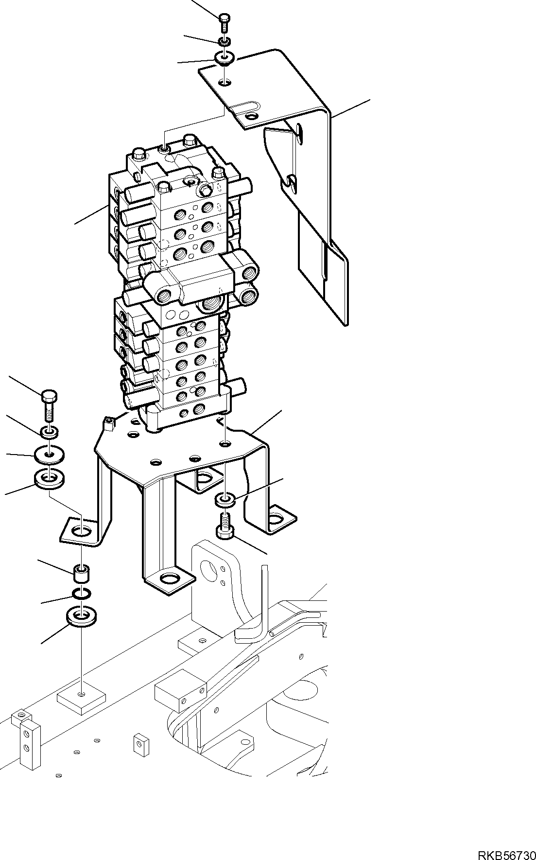 Komatsu parts book diagram for PC88MR-6 S/N F00003 AND UP: CONTROL VALVE (FIXING PARTS)