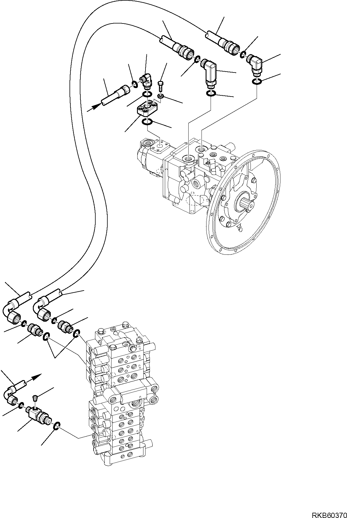Komatsu parts book diagram for PC88MR-6 S/N F00003 AND UP: HYDRAULIC PIPING (DELIVERY LINE)