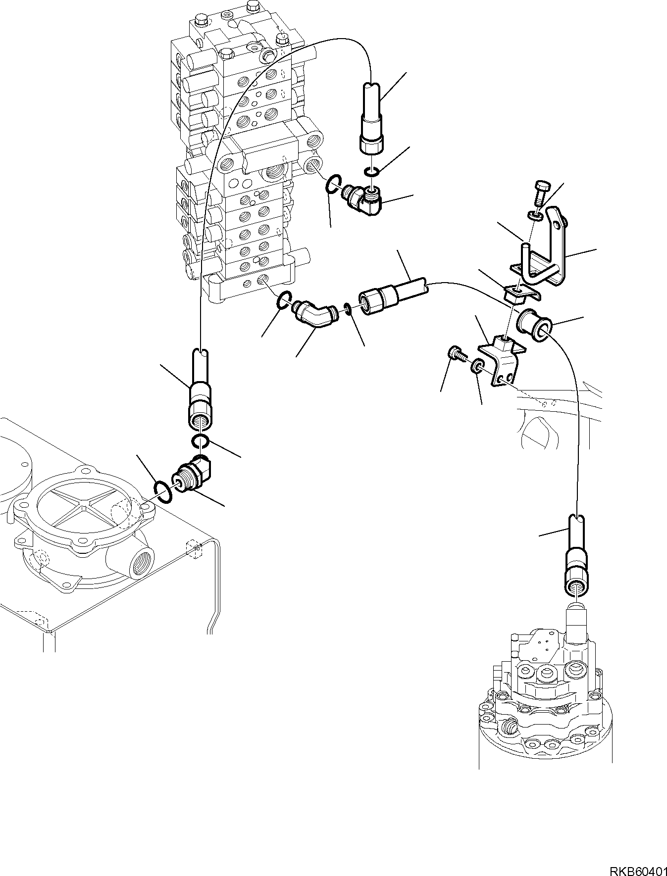 Komatsu parts book diagram for PC88MR-6 S/N F00003 AND UP: HYDRAULIC PIPING (RETURN LINE) (2/2)