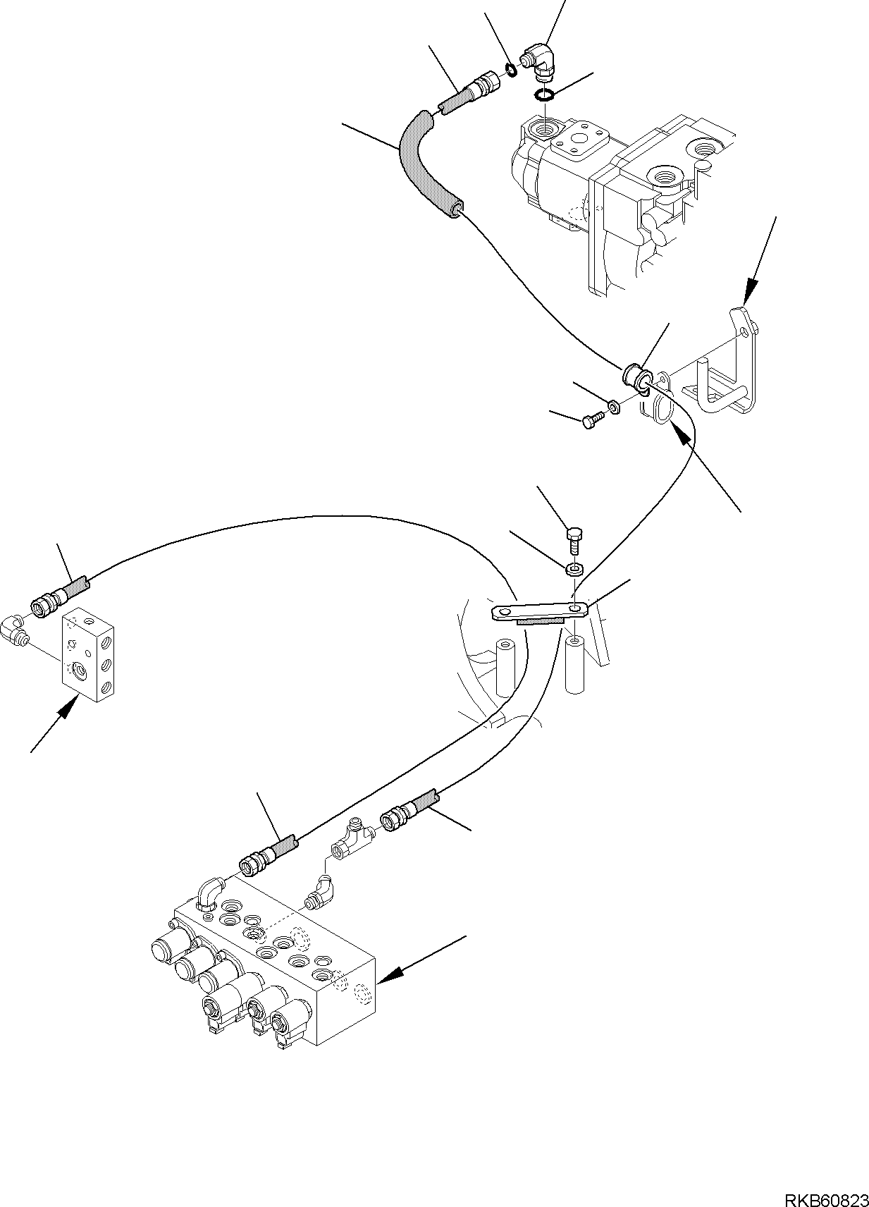 Komatsu parts book diagram for PC88MR-6 S/N F00003 AND UP: HYDRAULIC PIPING (PPC VALVE DELIVERY LINE) (1/2)