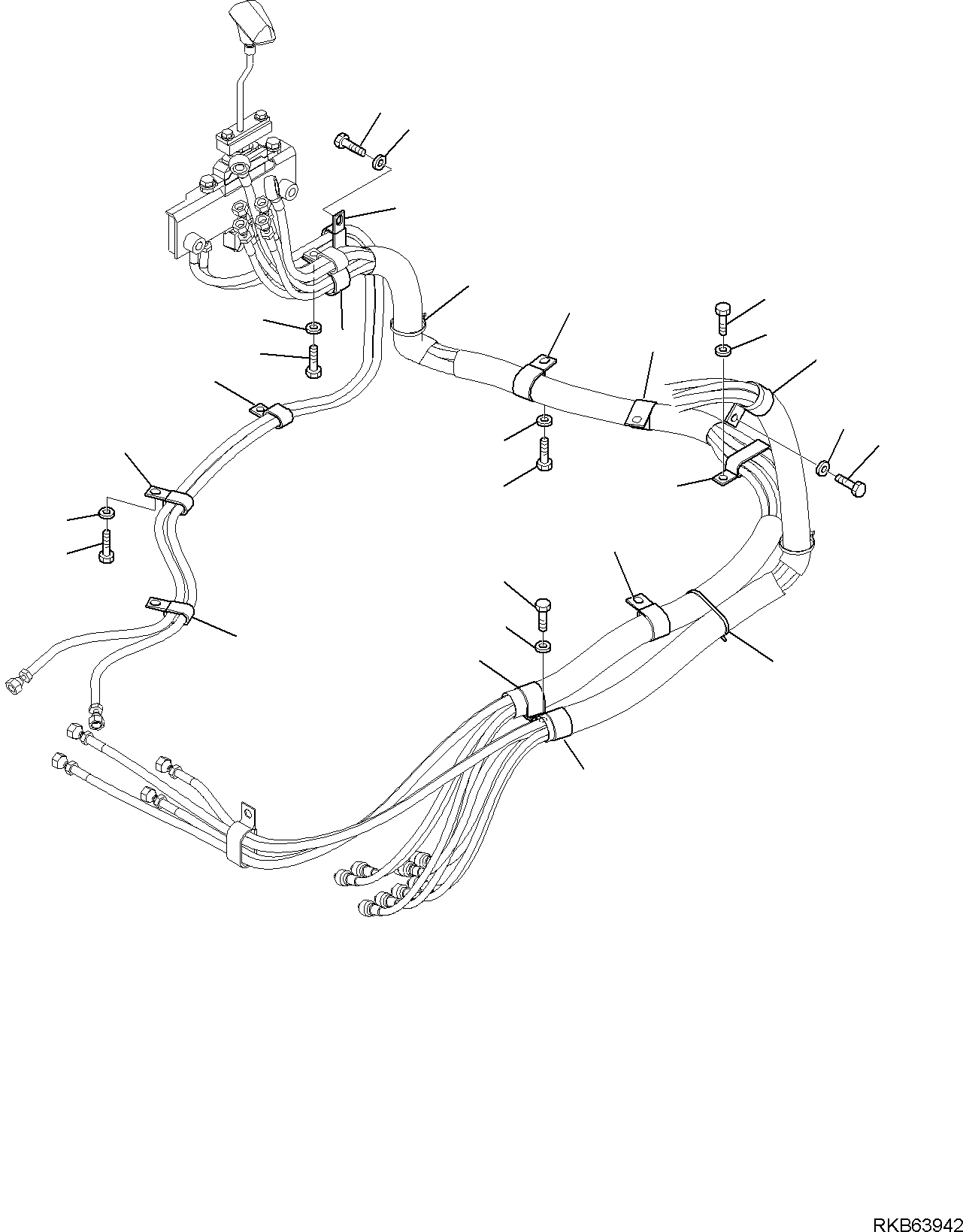 Komatsu parts book diagram for PC88MR-6 S/N F00003 AND UP: HYDRAULIC PIPING FIXING (SERVOCONTROL LINE)