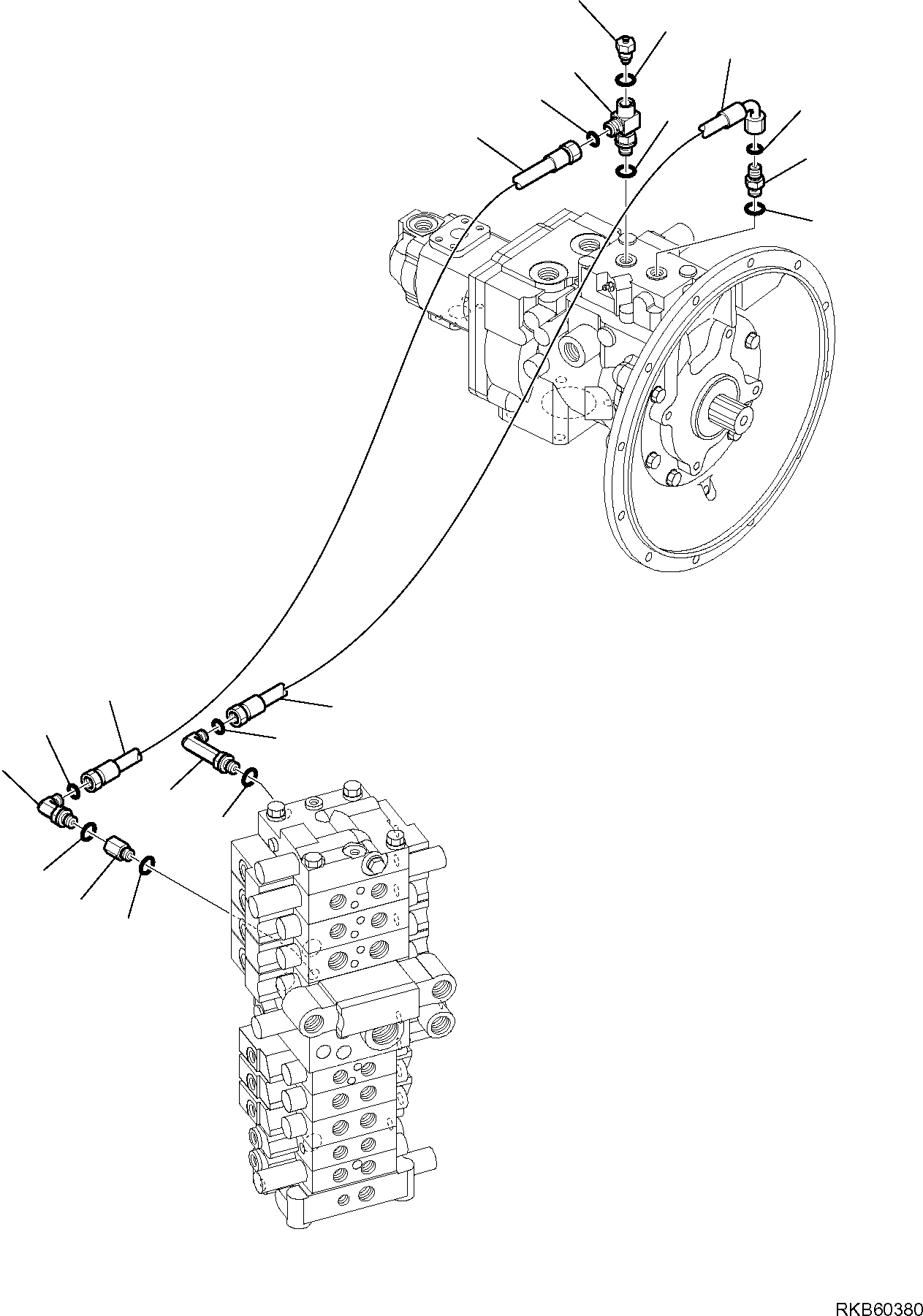 Komatsu parts book diagram for PC88MR-6 S/N F00003 AND UP: HYDRAULIC PIPING (LOAD SENSING)
