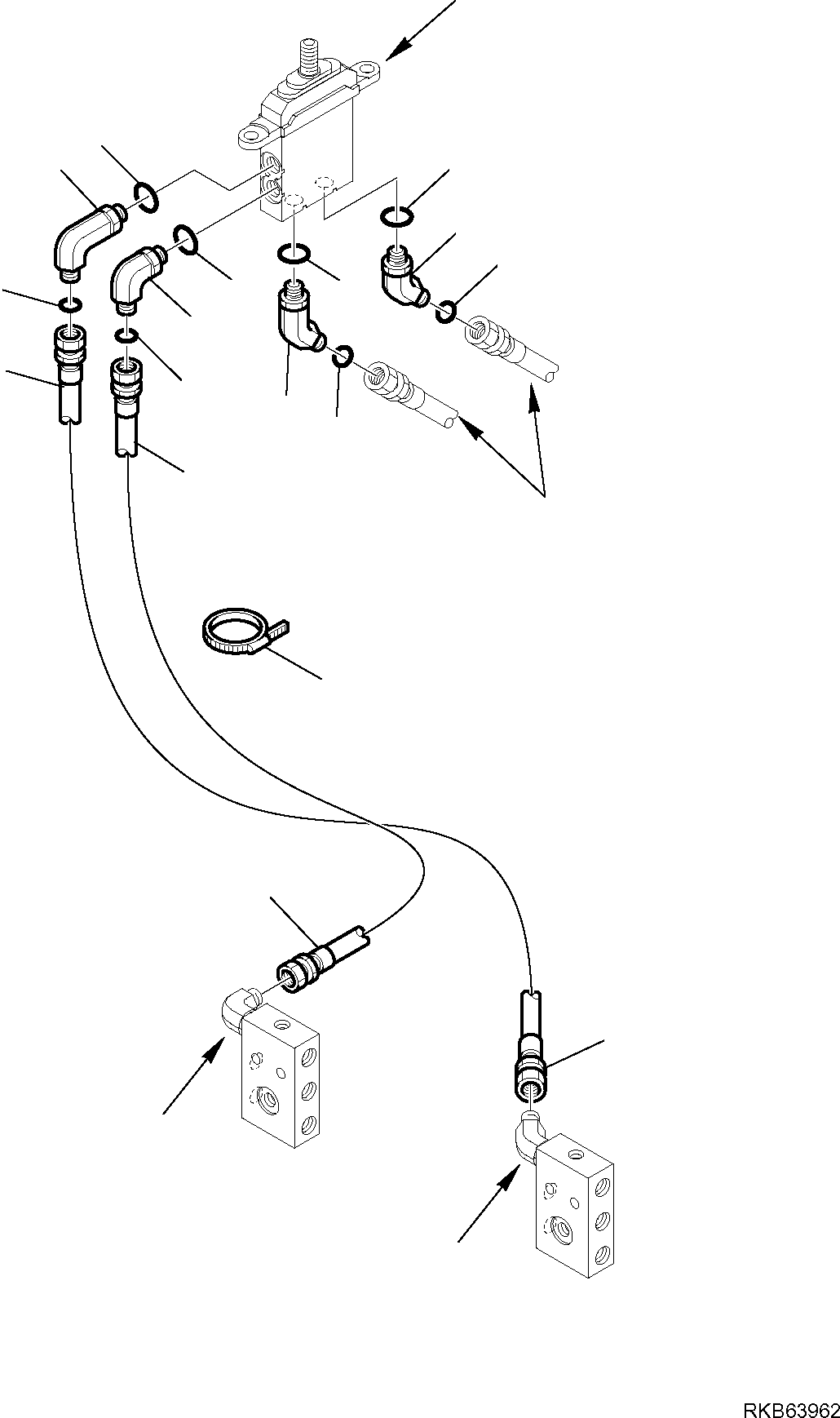 Komatsu parts book diagram for PC88MR-6 S/N F00003 AND UP: HYDRAULIC PIPING (BLADE VALVE LINE) (1/3)