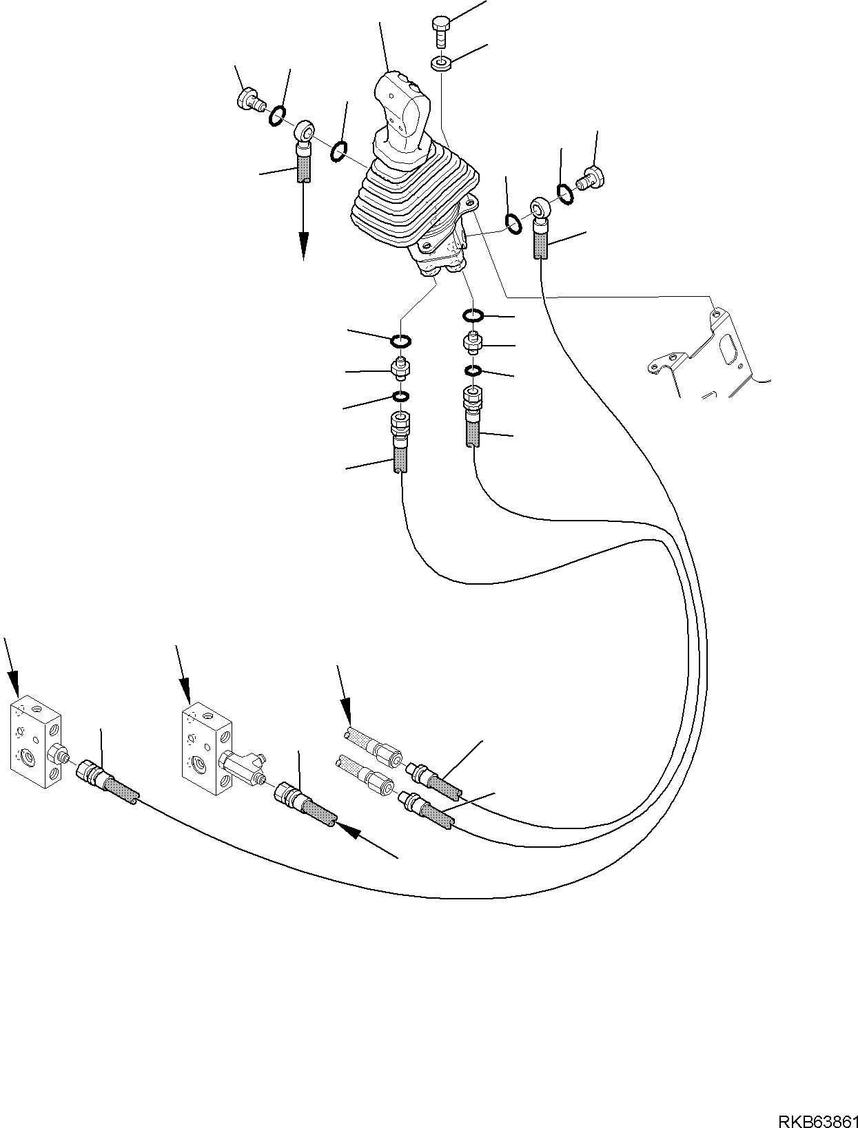 Komatsu parts book diagram for PC88MR-6 S/N F00003 AND UP: HYDRAULIC PIPING (BOOM PPC VALVE LINE) (1/2)