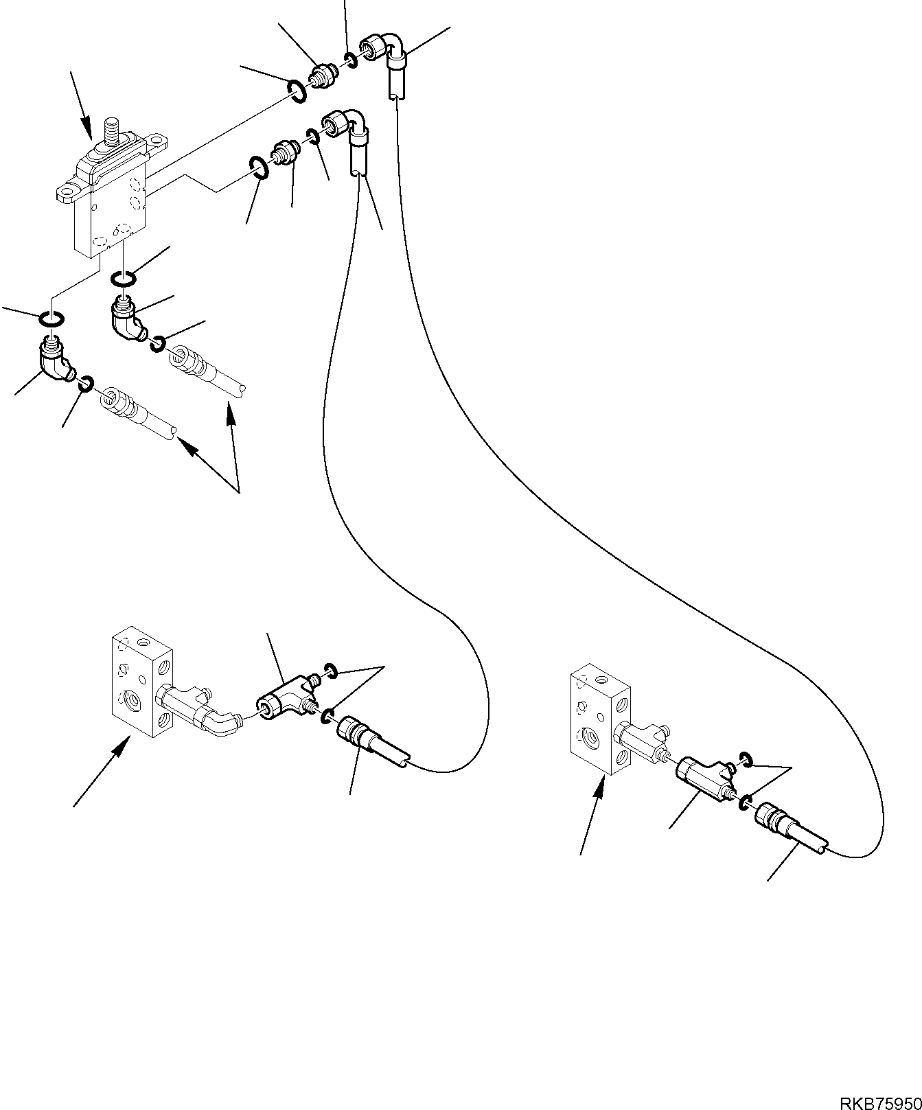 Komatsu parts book diagram for PC88MR-6 S/N F00003 AND UP: HYDRAULIC PIPING (2ND BOOM PPC VALVE LINE) (1/2)
