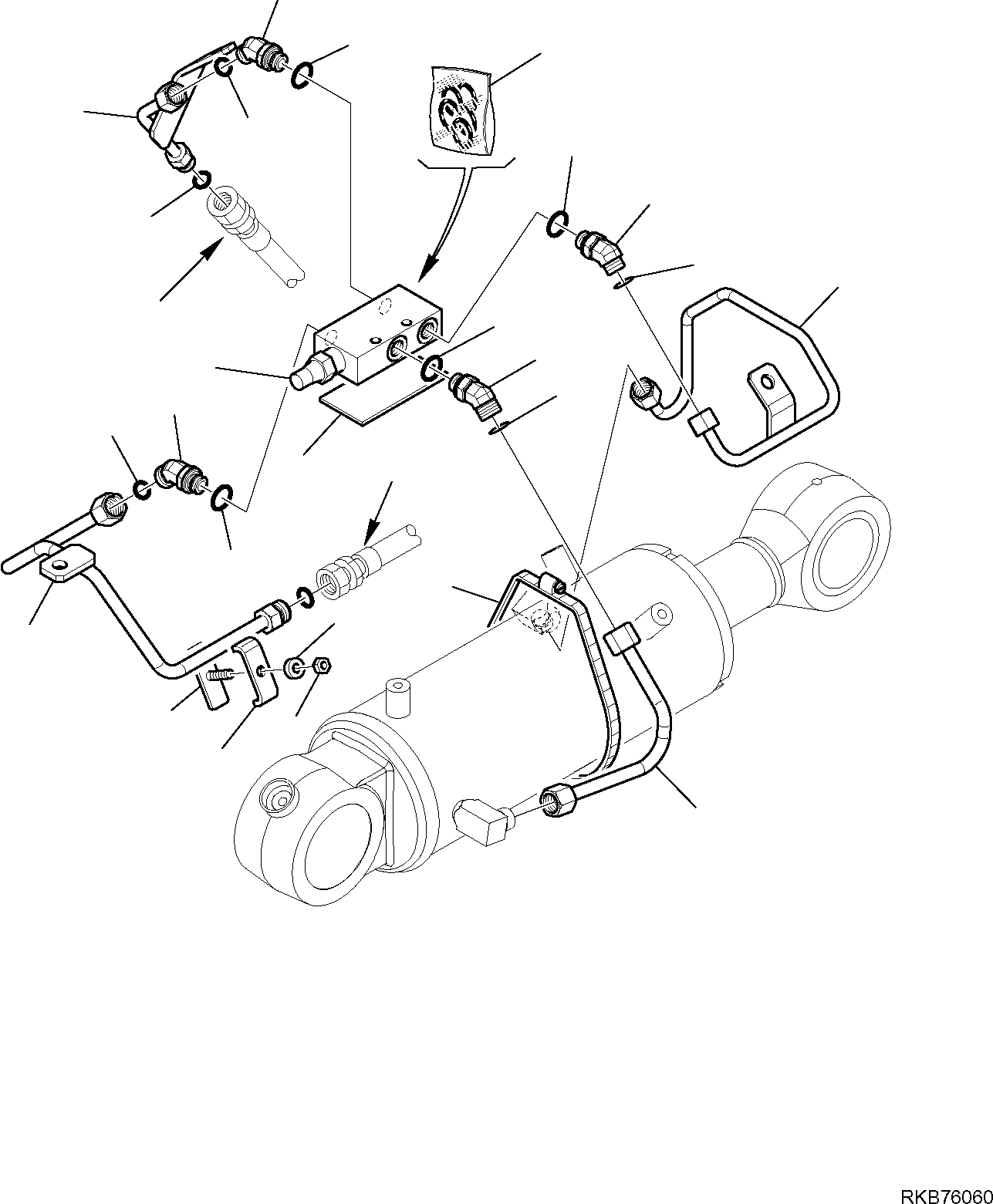 Komatsu parts book diagram for PC88MR-6 S/N F00003 AND UP: HYDRAULIC PIPING (BLADE LINE) (SAFETY VALVE)