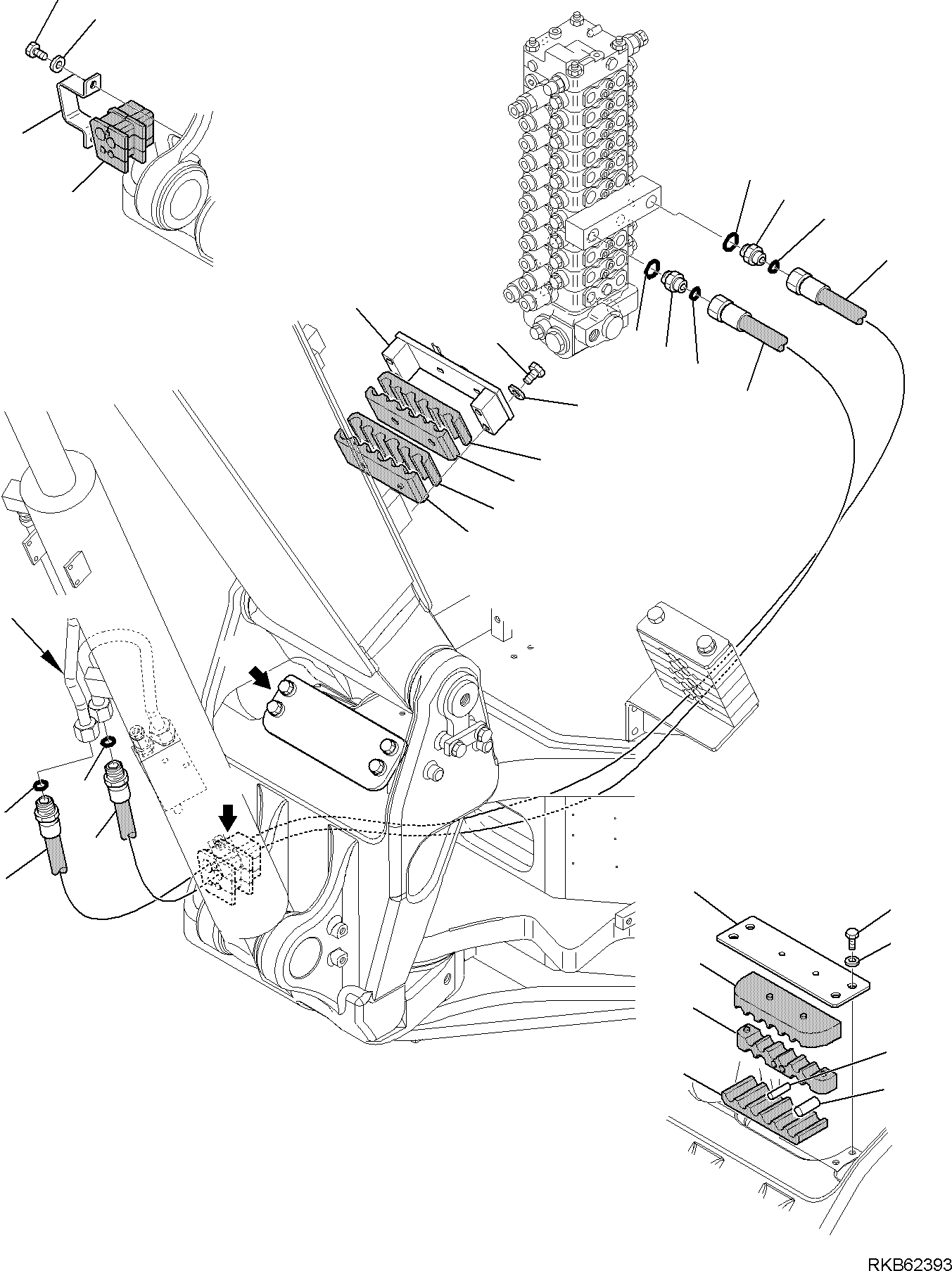 Komatsu parts book diagram for PC88MR-6 S/N F00003 AND UP: HYDRAULIC PIPING (BOOM CYLINDER LINE) (1/2)