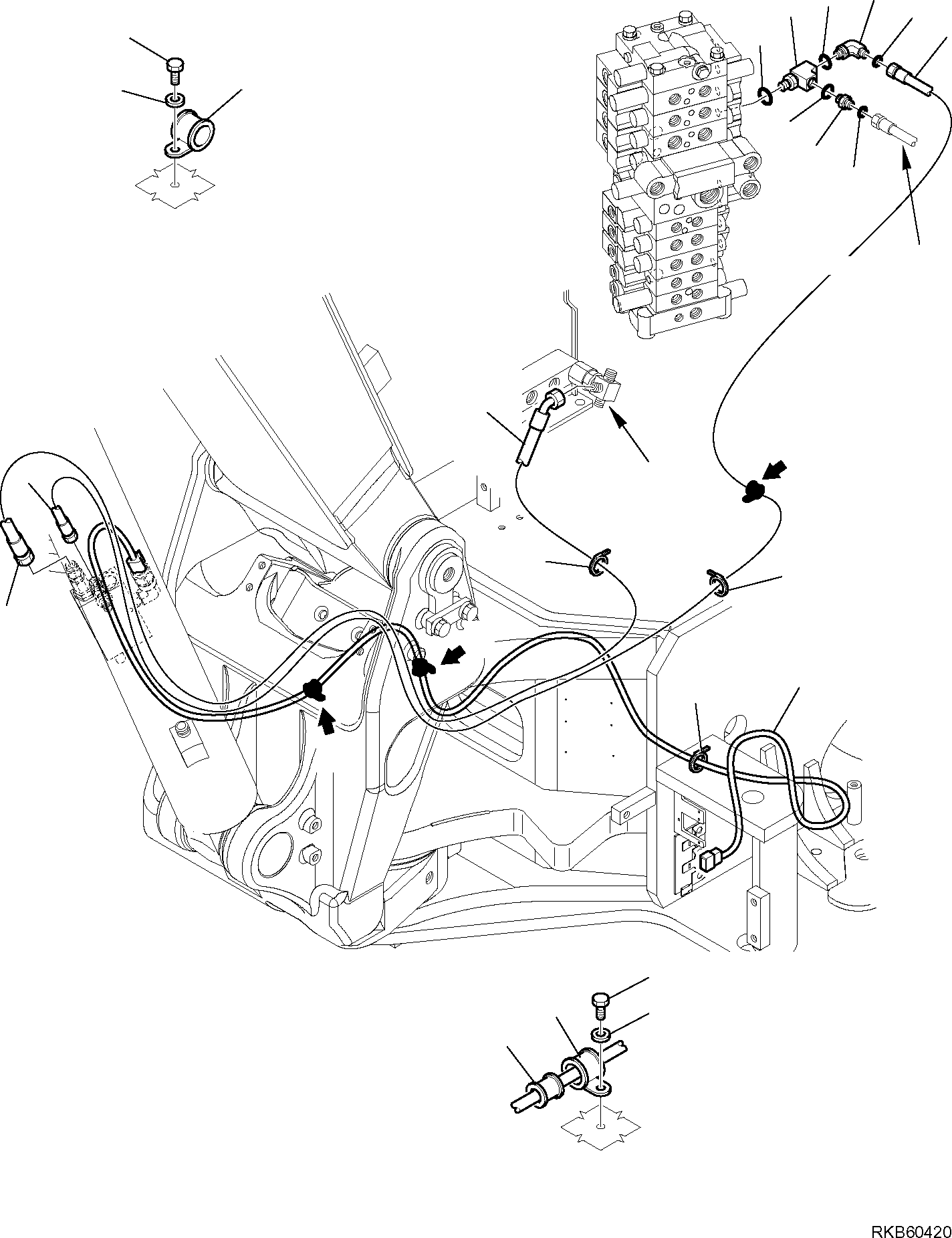 Komatsu parts book diagram for PC88MR-6 S/N F00003 AND UP: HYDRAULIC PIPING (BOOM LINE) (SAFETY VALVE)