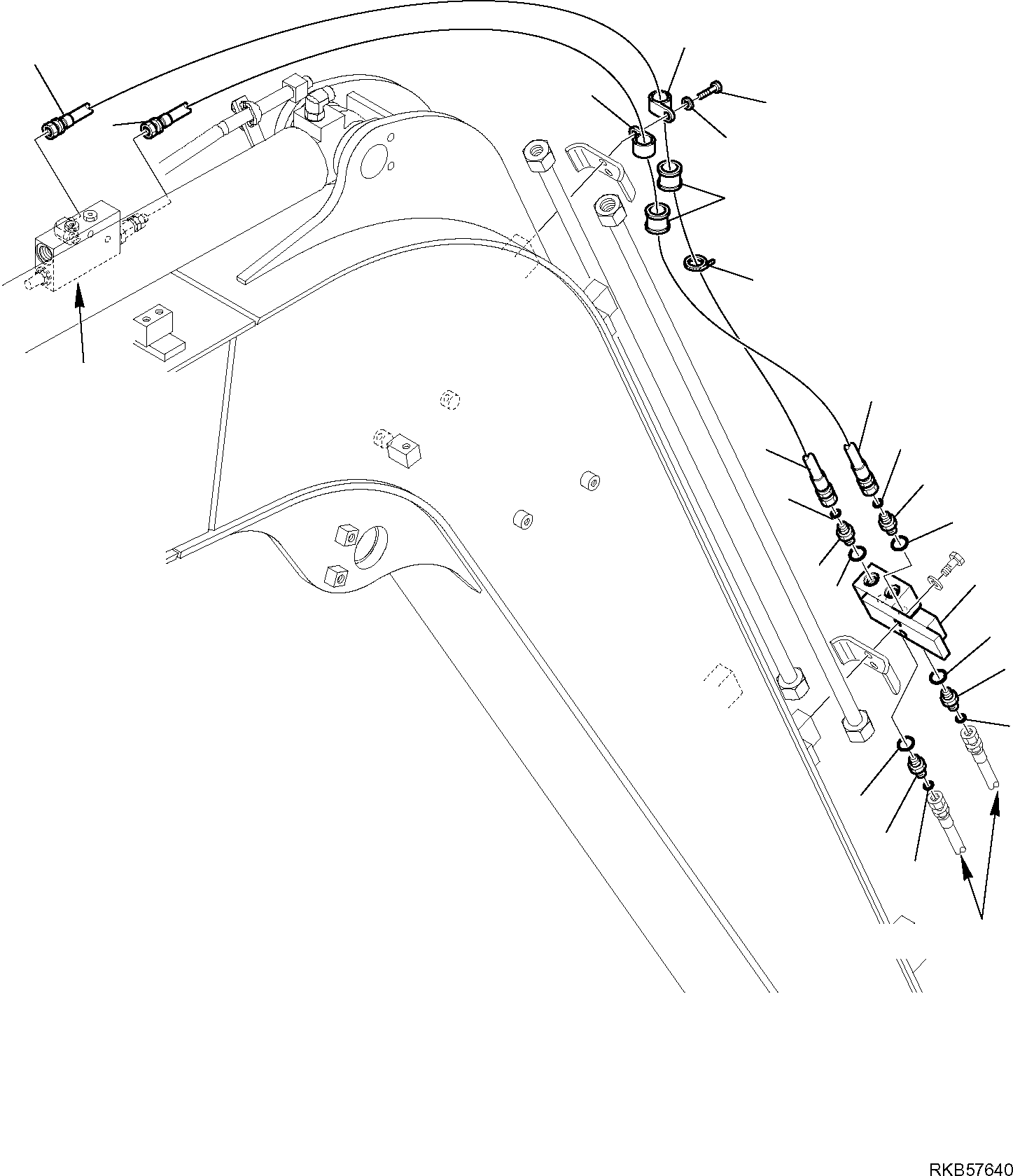 Komatsu parts book diagram for PC88MR-6 S/N F00003 AND UP: HYDRAULIC PIPING (ARM LINE) (SAFETY VALVE) (2/3)