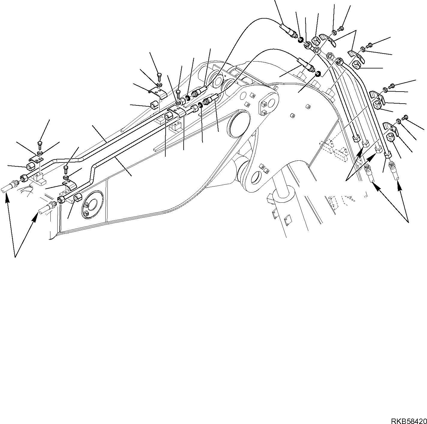 Komatsu parts book diagram for PC88MR-6 S/N F00003 AND UP: HYDRAULIC PIPING (BUCKET LINE) (FOR 2-PIECE BOOM) (2/3)