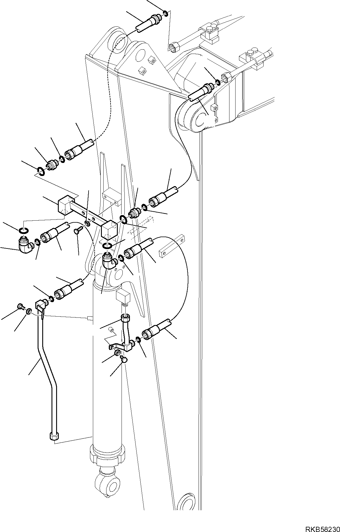 Komatsu parts book diagram for PC88MR-6 S/N F00003 AND UP: HYDRAULIC PIPING (BUCKET LINE) (FOR ARM L=2250 MM) (3/3)