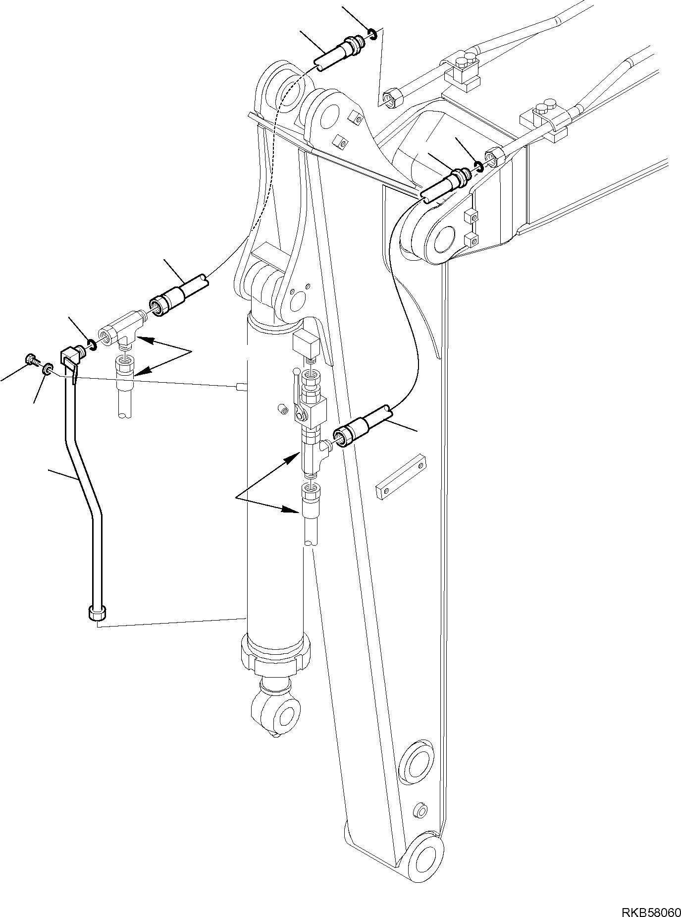 Komatsu parts book diagram for PC88MR-6 S/N F00003 AND UP: HYDRAULIC PIPING (BUCKET LINE) (WITH ATTACHMENT LINE) (FOR ARM L=1650 MM) (3/3)