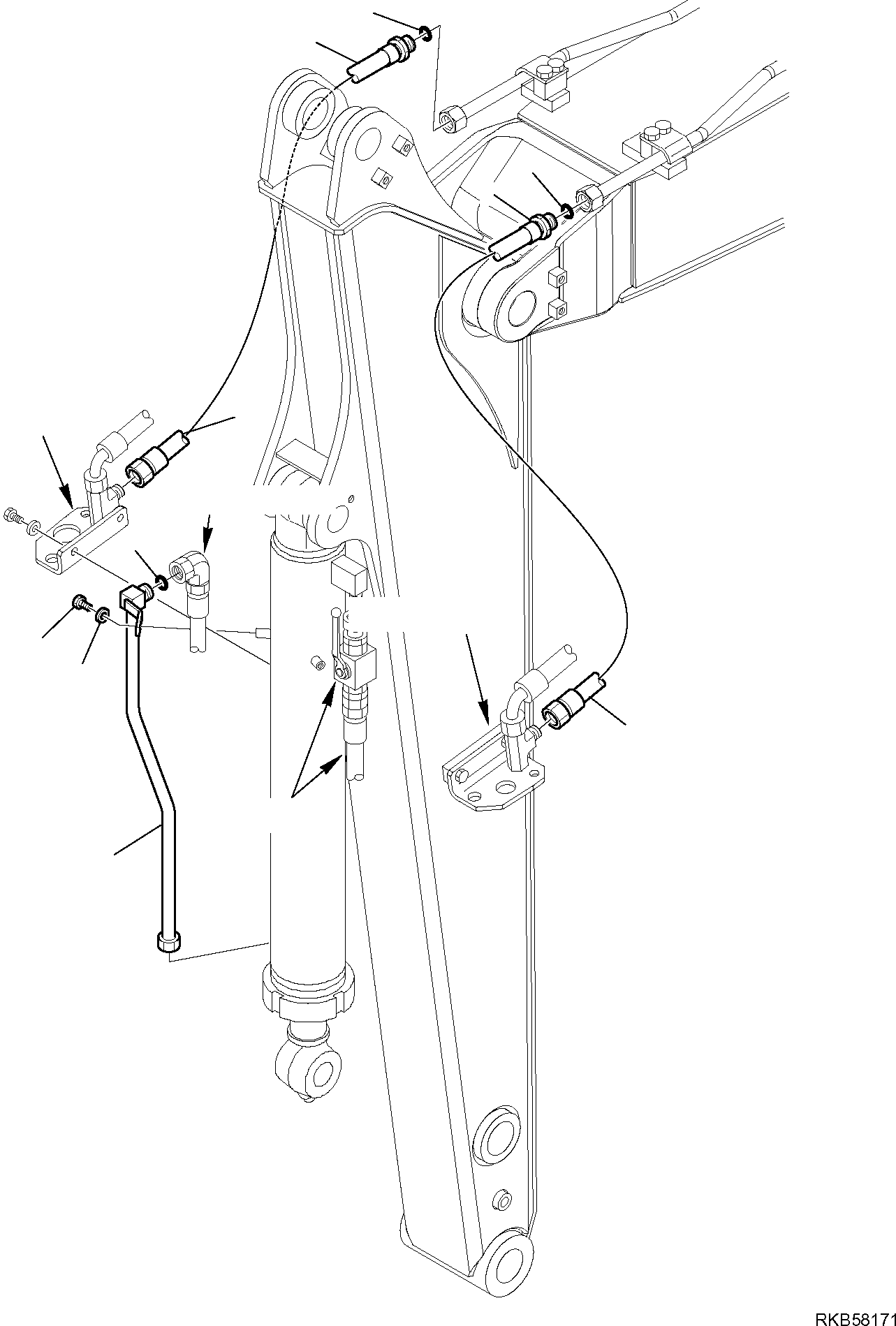 Komatsu parts book diagram for PC88MR-6 S/N F00003 AND UP: HYDRAULIC PIPING (BUCKET LINE) (WITH ATTACHMENT LINE) (FOR ARM L=1900 MM) (3/3)