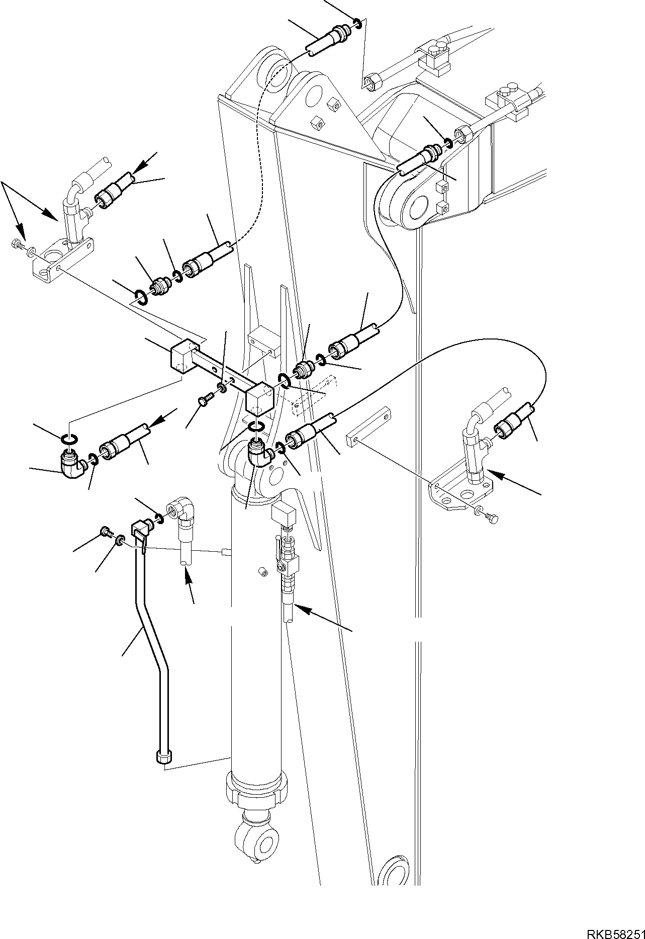 Komatsu parts book diagram for PC88MR-6 S/N F00003 AND UP: HYDRAULIC PIPING (BUCKET LINE) (WITH ATTACHMENT LINE) (FOR ARM L=2250 MM) (3/3)