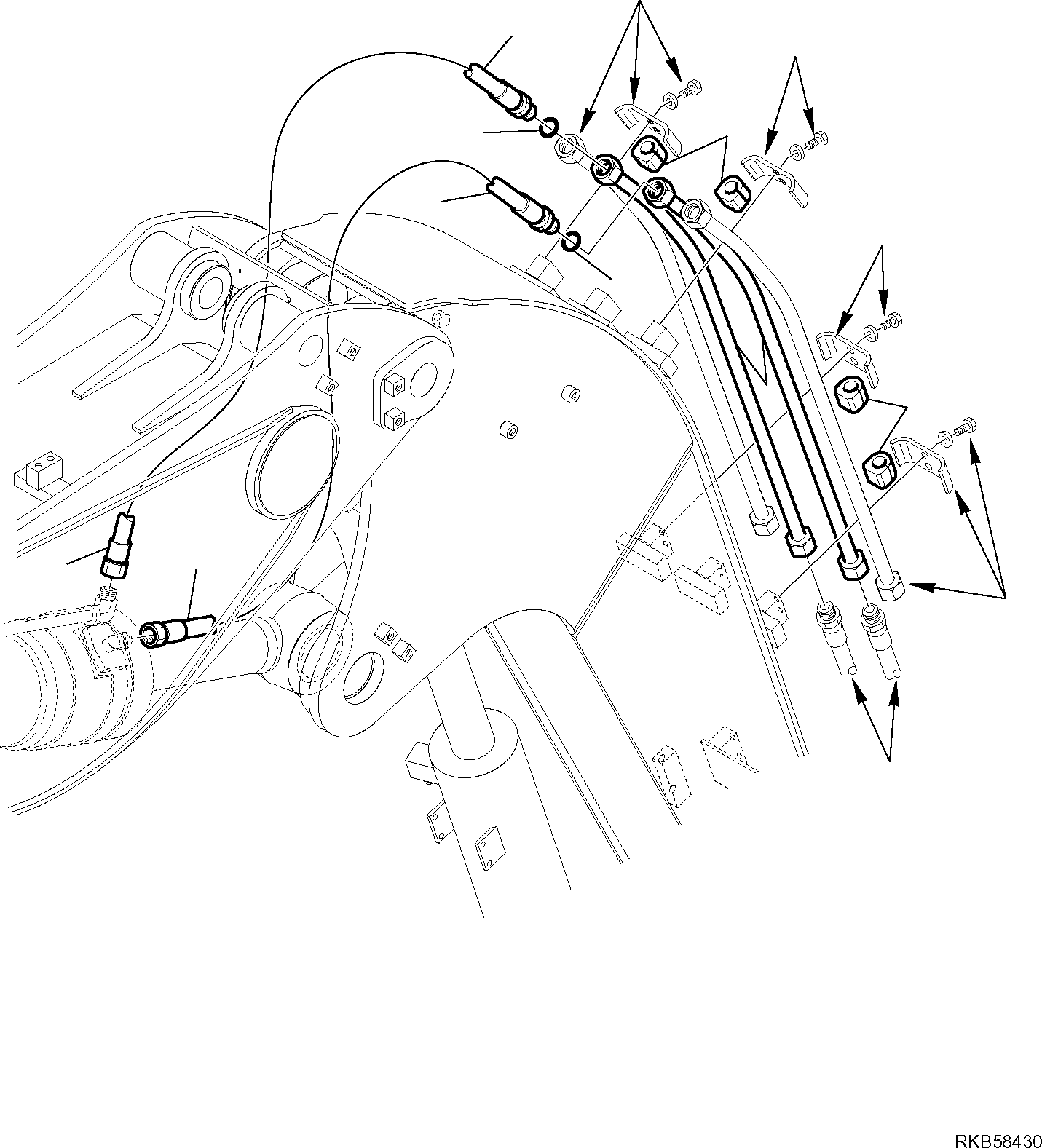 Komatsu parts book diagram for PC88MR-6 S/N F00003 AND UP: HYDRAULIC PIPING (2ND BOOM CYLINDER LINE) (2/2)