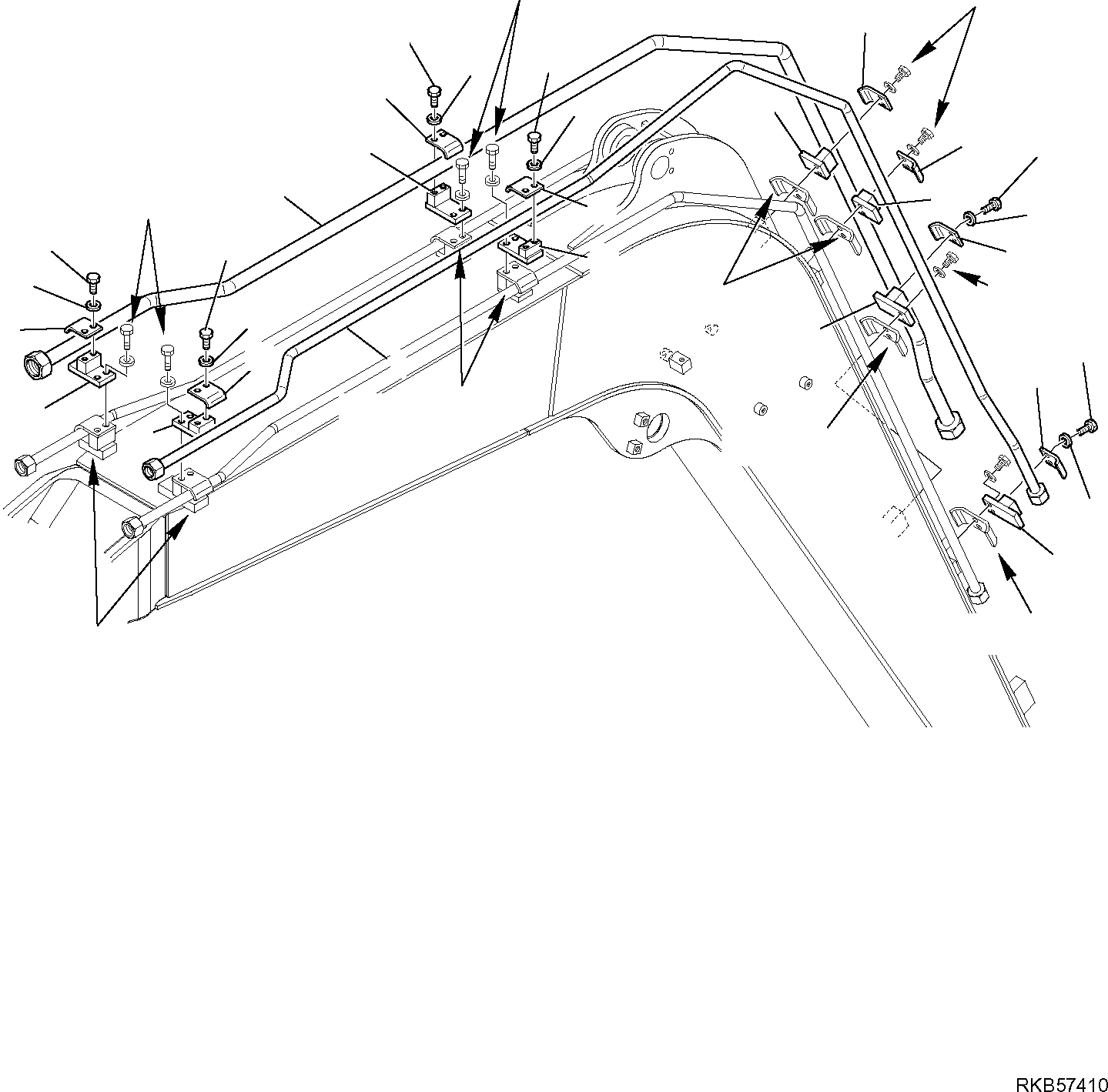Komatsu parts book diagram for PC88MR-6 S/N F00003 AND UP: HYDRAULIC PIPING (ATTACHMENT LINE) (2/4)