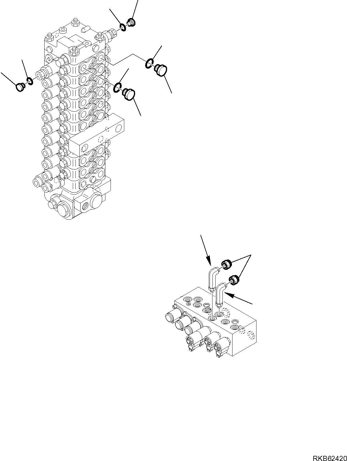 Komatsu parts book diagram for PC88MR-6 S/N F00003 AND UP: HYDRAULIC PIPING (ATTACHMENT LINE) (PLUGS)