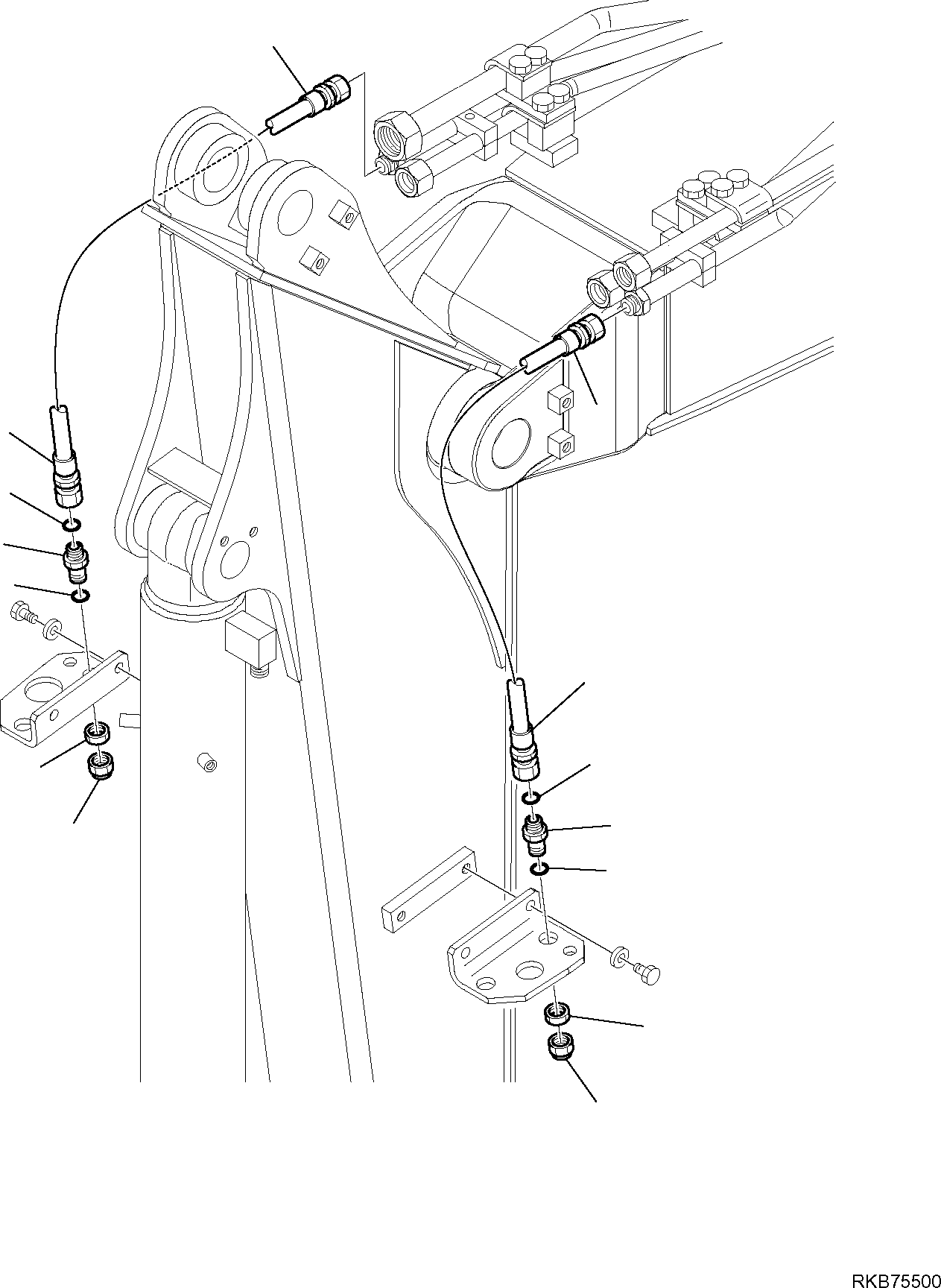 Komatsu parts book diagram for PC88MR-6 S/N F00003 AND UP: HYDRAULIC PIPING (CUTTING AND ROTATING BUCKET) (5/6)