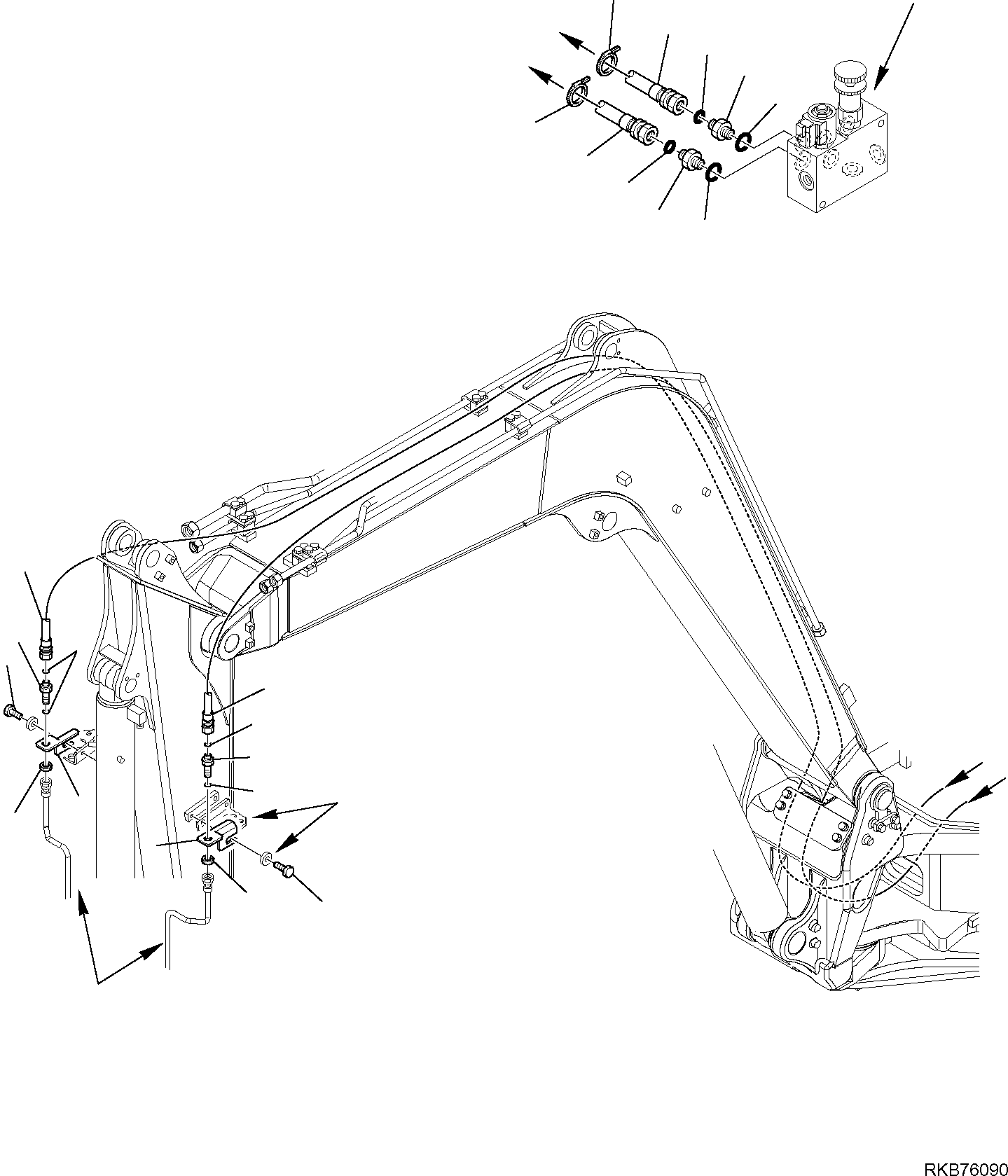 Komatsu parts book diagram for PC88MR-6 S/N F00003 AND UP: HYDRAULIC PIPING (FAST COUPLING LINE) (2/3)