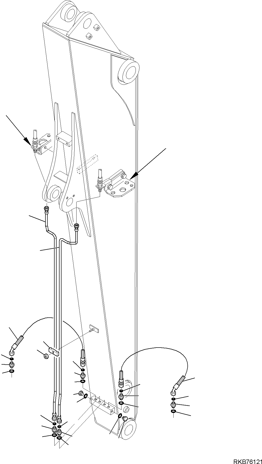 Komatsu parts book diagram for PC88MR-6 S/N F00003 AND UP: HYDRAULIC PIPING (FAST COUPLING LINE) (3/3) (ARM, L=2250 MM)
