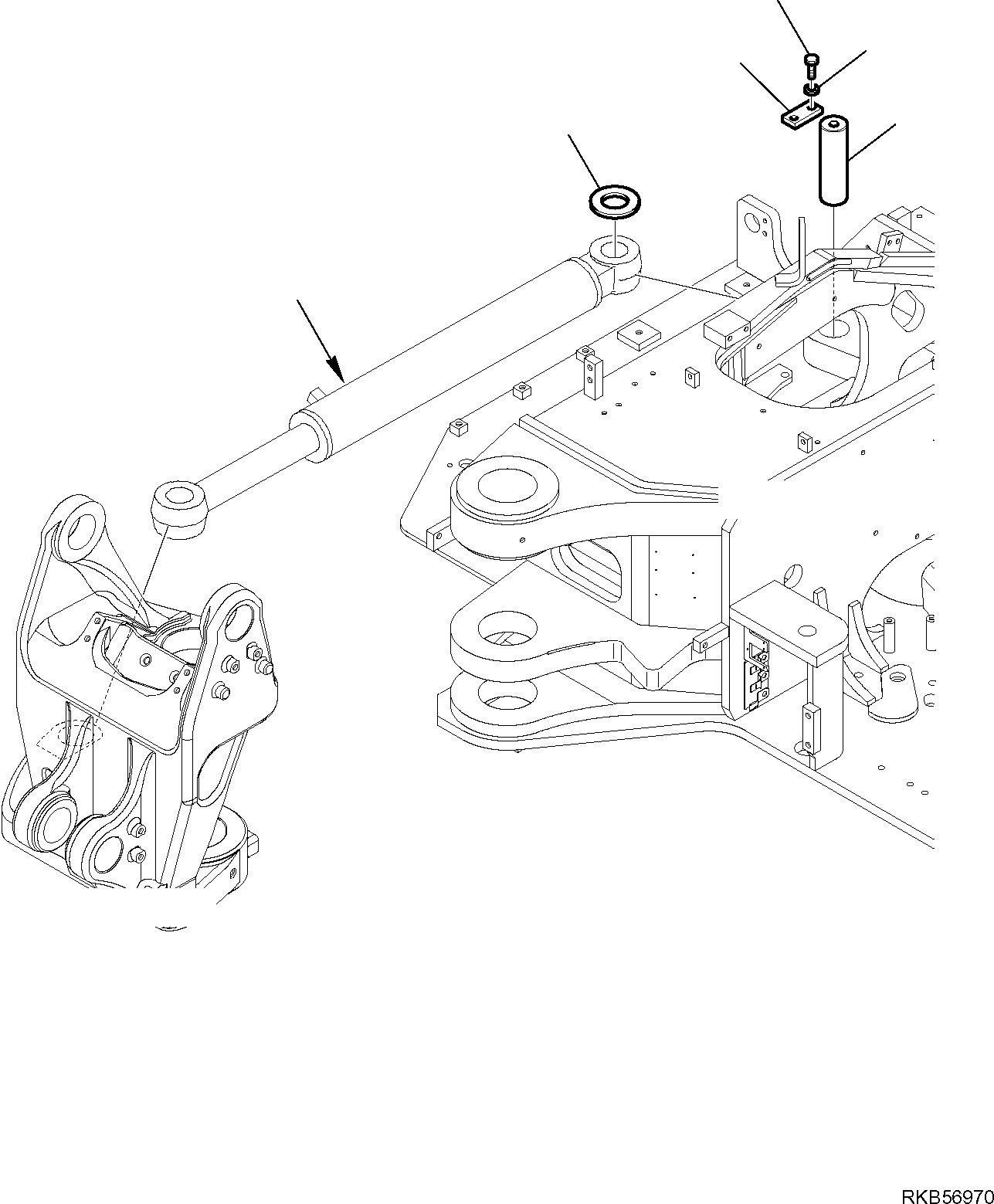 Komatsu parts book diagram for PC88MR-6 S/N F00003 AND UP: BOOM SWING CYLINDER FIXING
