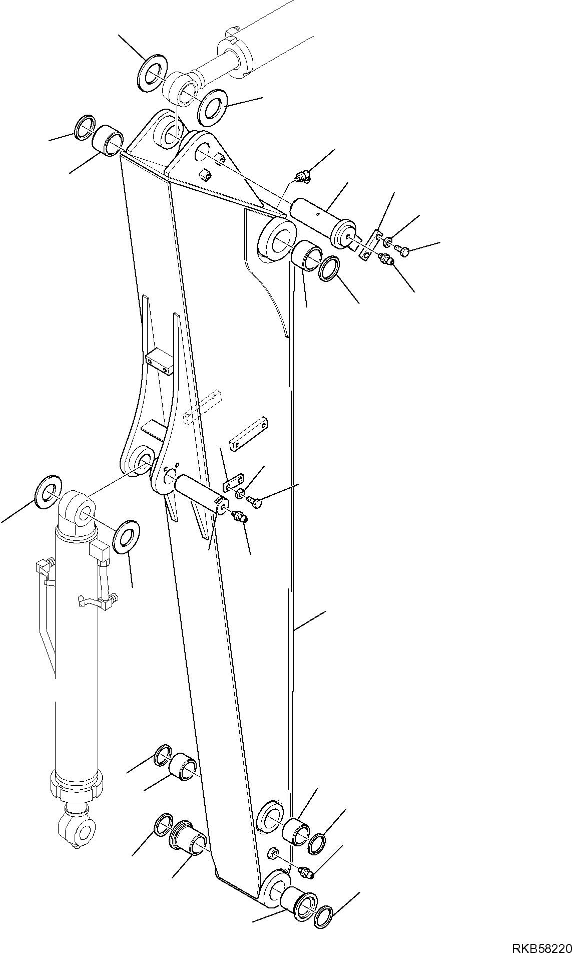 Komatsu parts book diagram for PC88MR-6 S/N F00003 AND UP: ARM, L=2250 MM