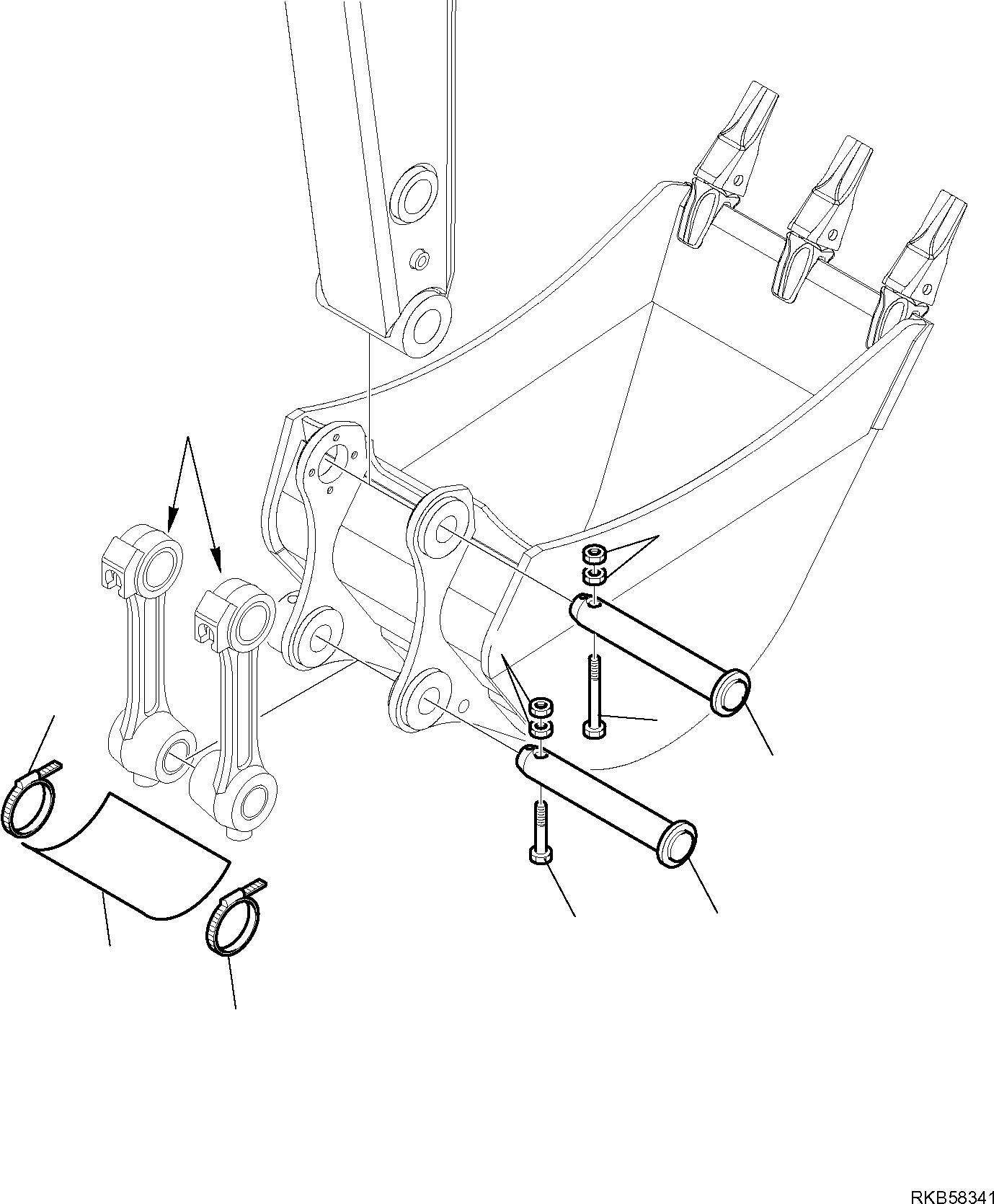 Komatsu parts book diagram for PC88MR-6 S/N F00003 AND UP: BUCKET PIN (1/2)