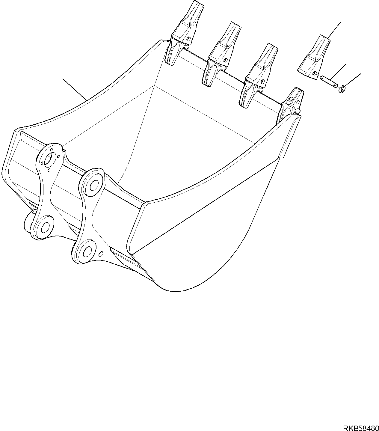 Komatsu parts book diagram for PC88MR-6 S/N F00003 AND UP: BUCKET (L=750 MM)