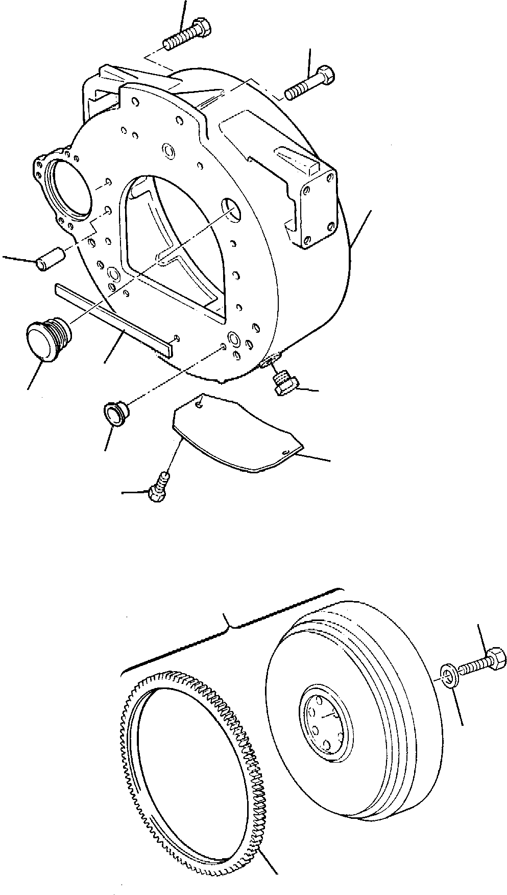 Excavators Komatsu / PC95-1 S/N 5005145-Up(pc95_1) / FLYWHEEL HOUSING - FLYWHEEL AND STARTER RING(A-0080 : 0221)
