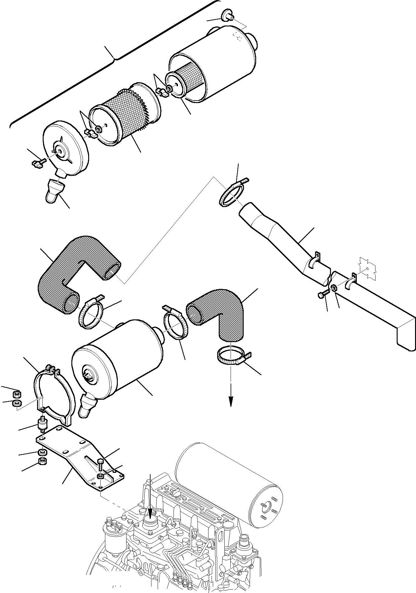 Excavators Komatsu / PC95R-2 USA S/N 21D5200330-Up(pc95ar_a) / AIR CLEANER AND MOUNTING(B-0030 : 1100)