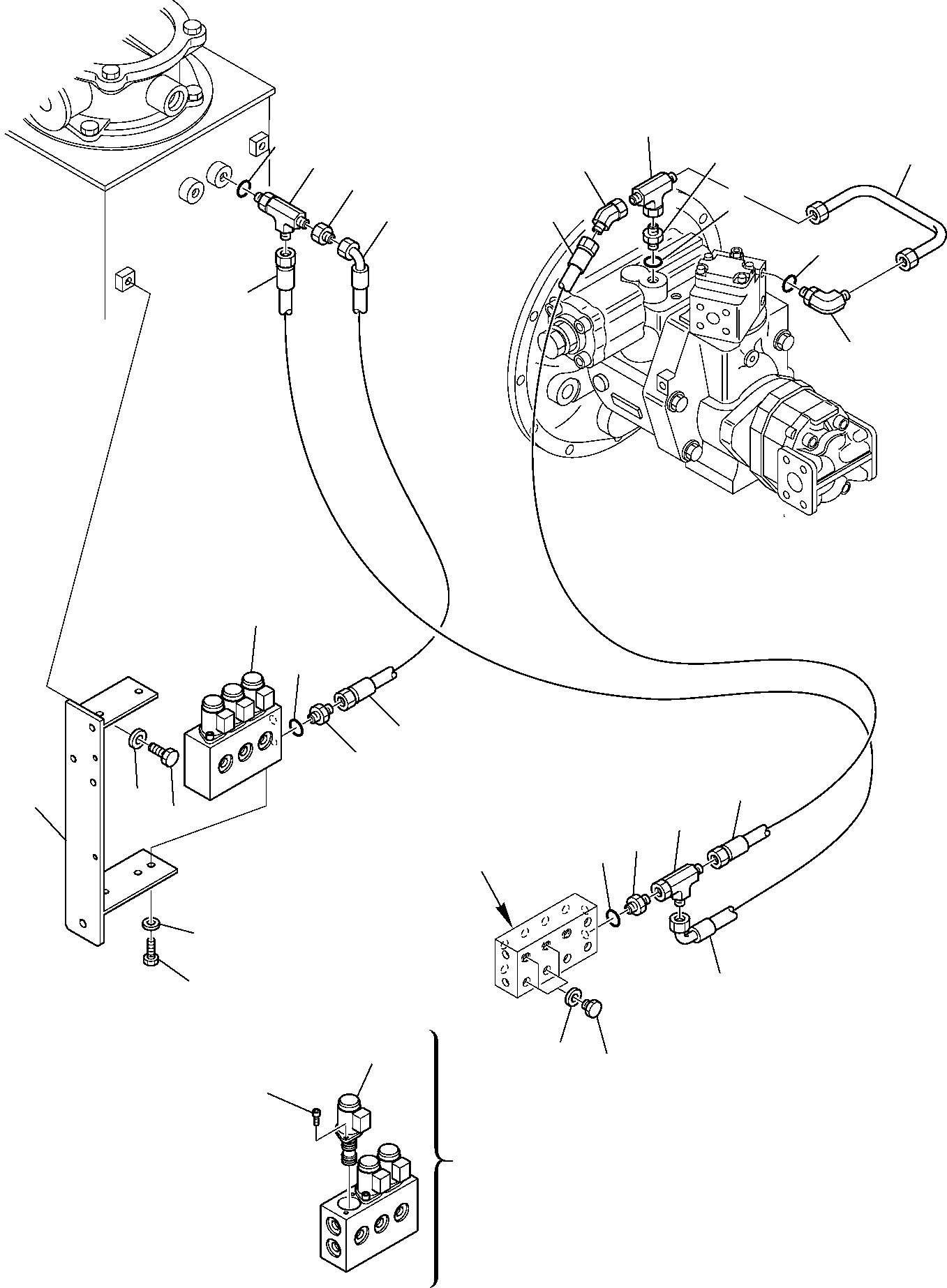 Excavators Komatsu / PC95R-2 USA S/N 21D5200330-Up(pc95ar_a) / HYDRAULIC PIPING (PPC VALVE RETURN LINE)(G-0360 : 6555)