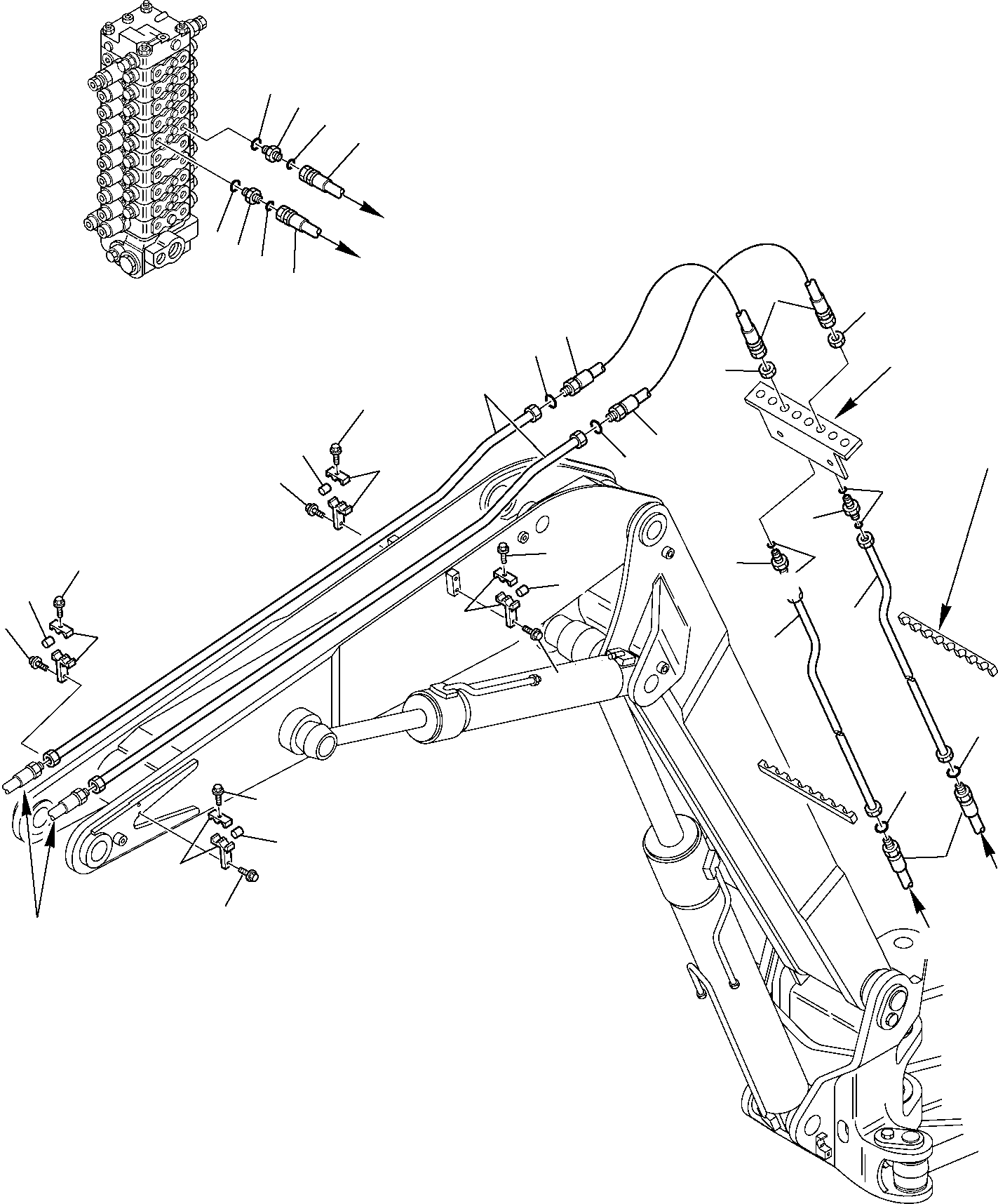 Excavators Komatsu / PC95R-2 USA S/N 21D5200330-Up(pc95ar_a) / HYDRAULIC PIPING (BUCKET CYLINDER LINE) (FOR 2-PIECE BOOM)(G-0480 : 6735)