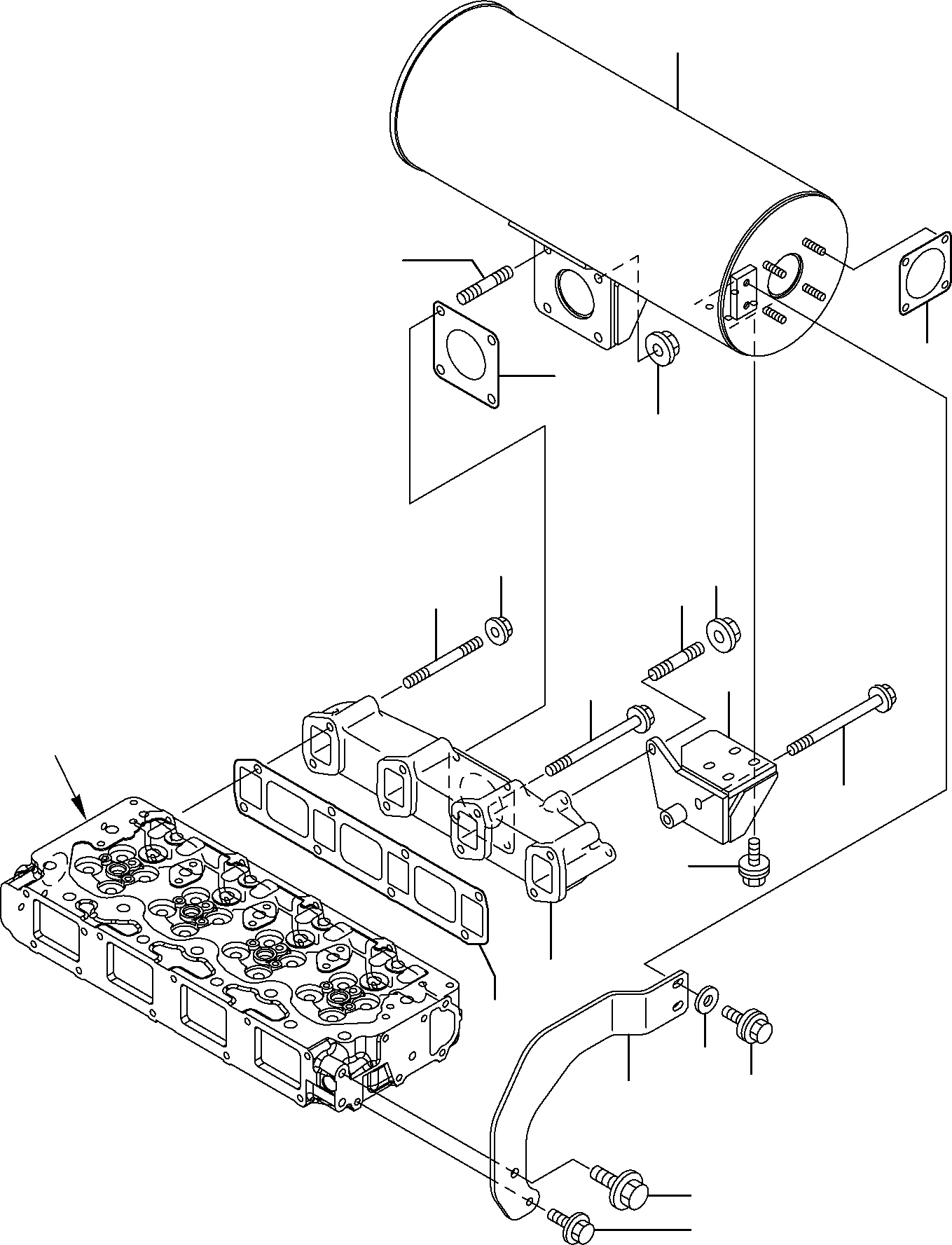 Komatsu parts book diagram for PC95R-2 USA S/N 21D5220114-Up: EXHAUST MANIFOLD AND SILENCER