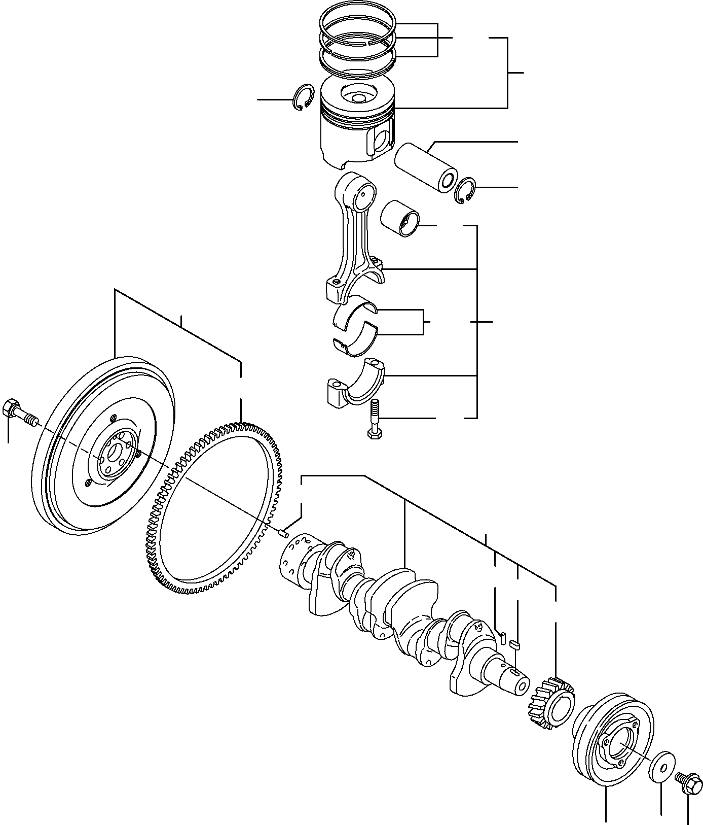 Komatsu parts book diagram for PC95R-2 USA S/N 21D5220114-Up: CRANKSHAFT AND PISTON