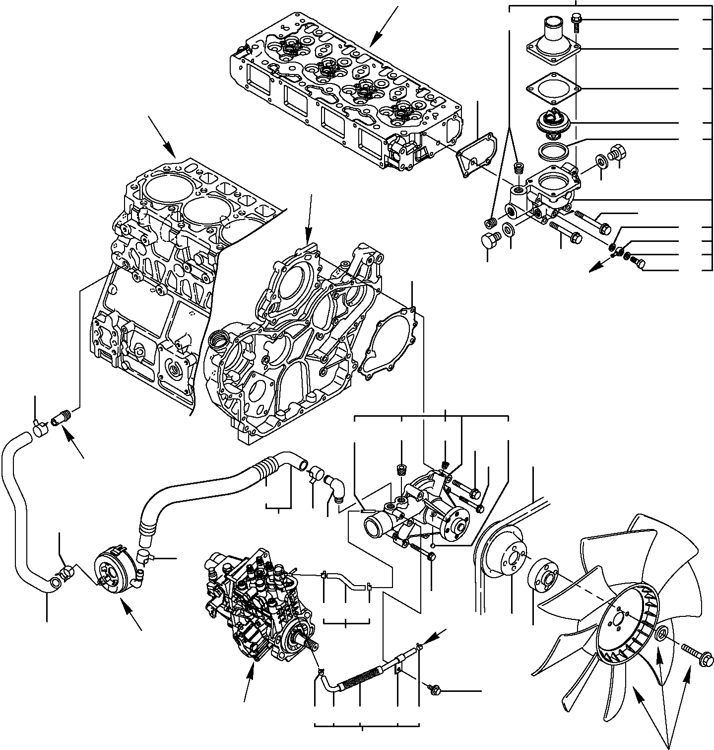 Komatsu parts book diagram for PC95R-2 USA S/N 21D5220114-Up: COOLING WATER SYSTEM