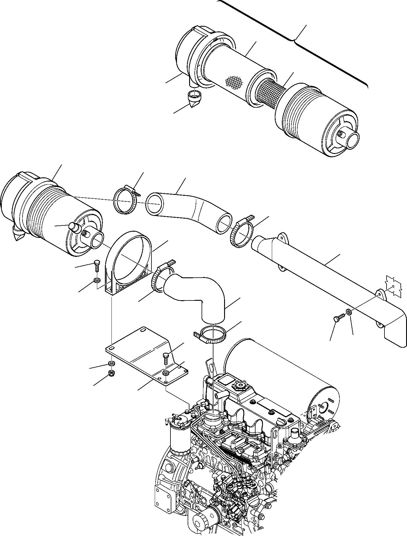 Komatsu parts book diagram for PC95R-2 USA S/N 21D5220114-Up: AIR CLEANER AND MOUNTING