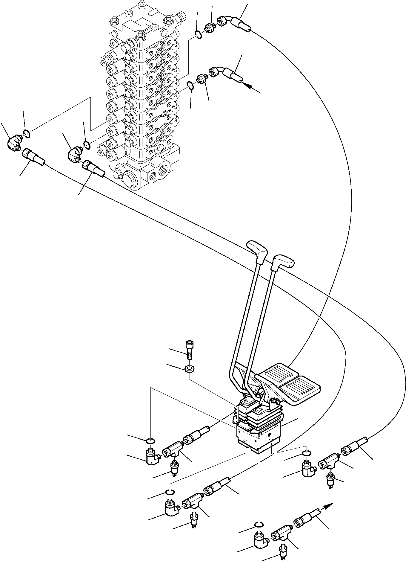 Komatsu parts book diagram for PC95R-2 USA S/N 21D5220114-Up: HYDRAULIC PIPING (TRAVEL PPC LINE) (1/2)