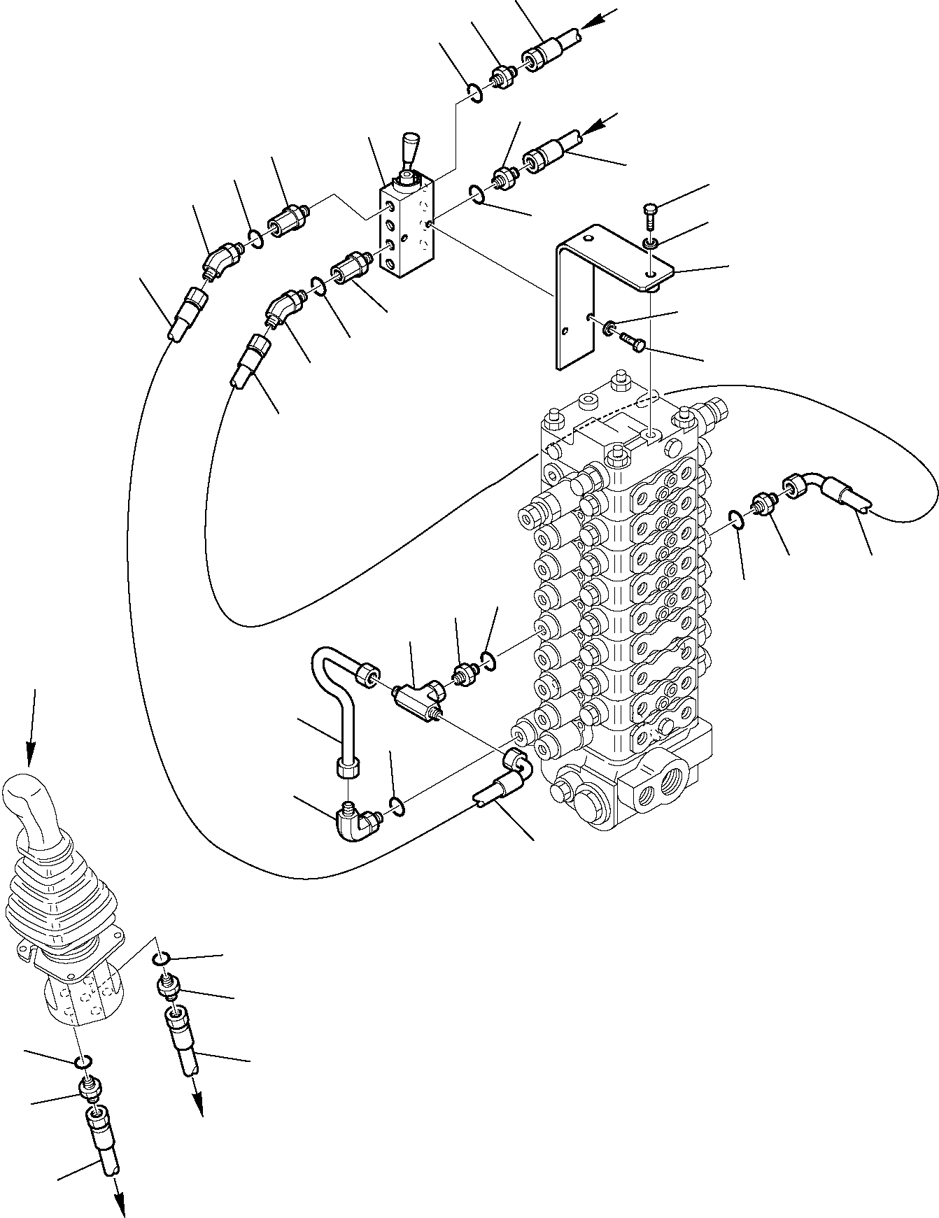 Komatsu parts book diagram for PC95R-2 USA S/N 21D5220114-Up: HYDRAULIC PIPING (BOOM PPC VALVE LINE) (FOR PATTERN CHANGE)