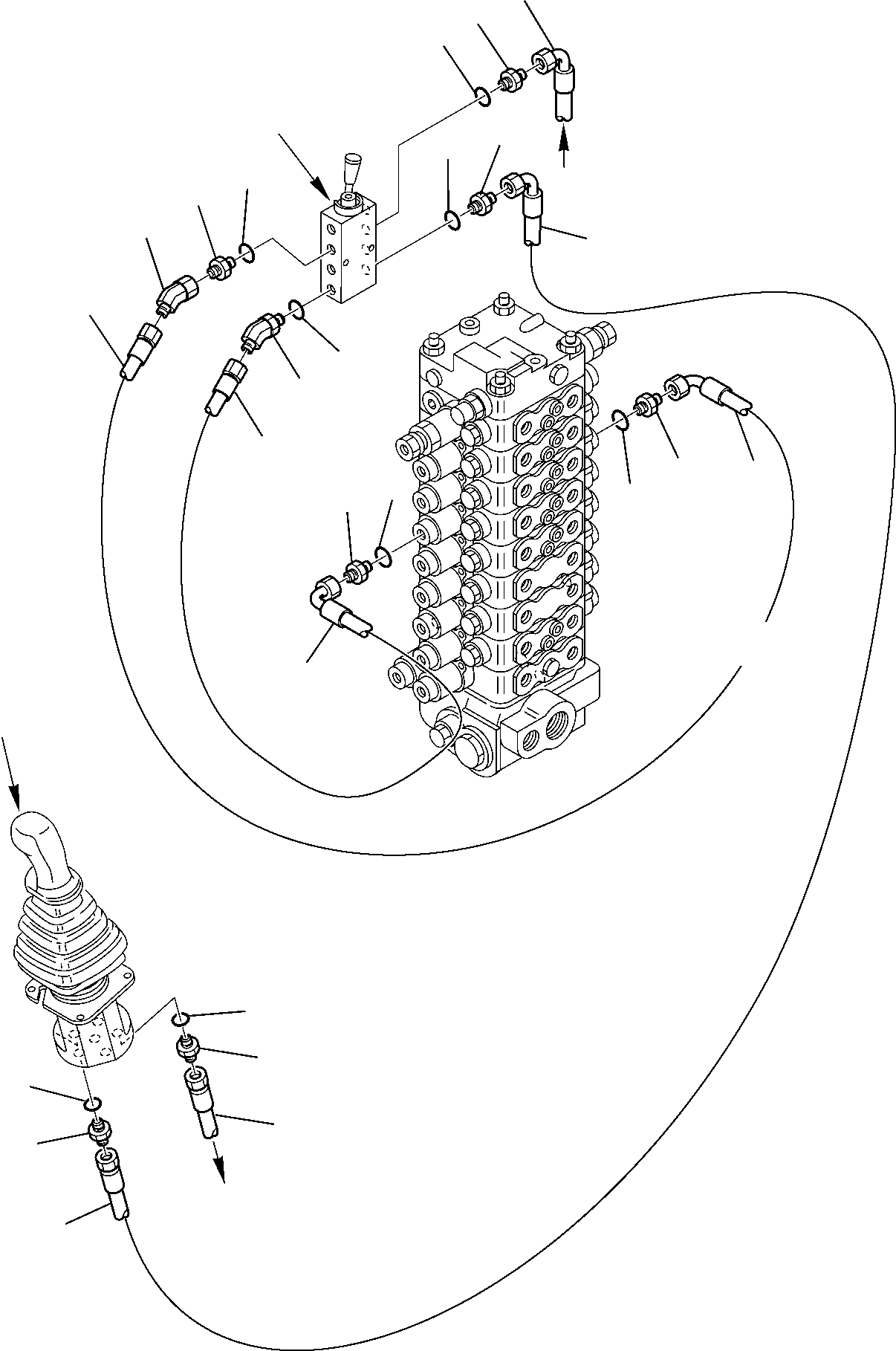Komatsu parts book diagram for PC95R-2 USA S/N 21D5220114-Up: HYDRAULIC PIPING (ARM PPC VALVE LINE) (FOR PATTERN CHANGE)