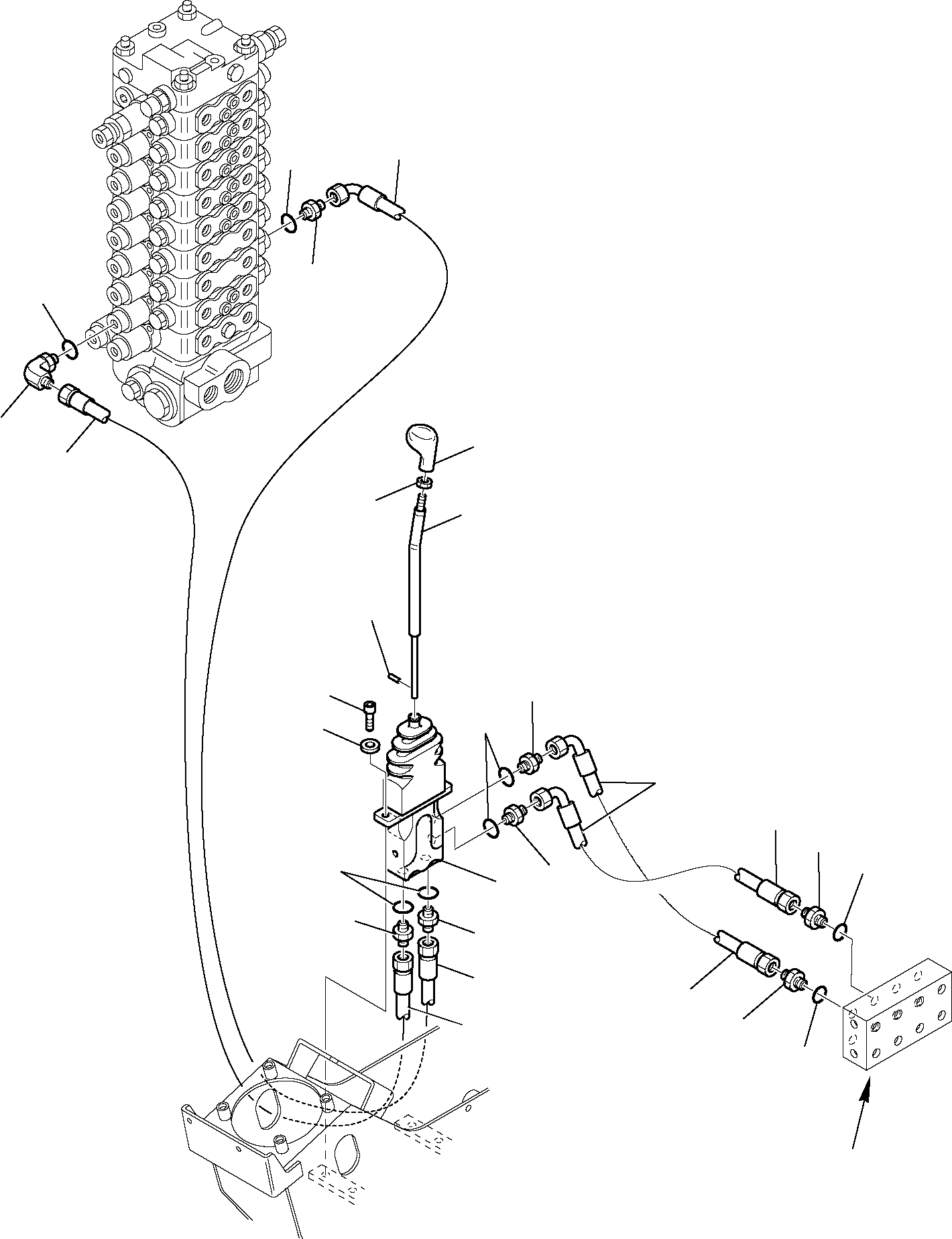 Komatsu parts book diagram for PC95R-2 USA S/N 21D5220114-Up: HYDRAULIC PIPING (BLADE VALVE LINE)