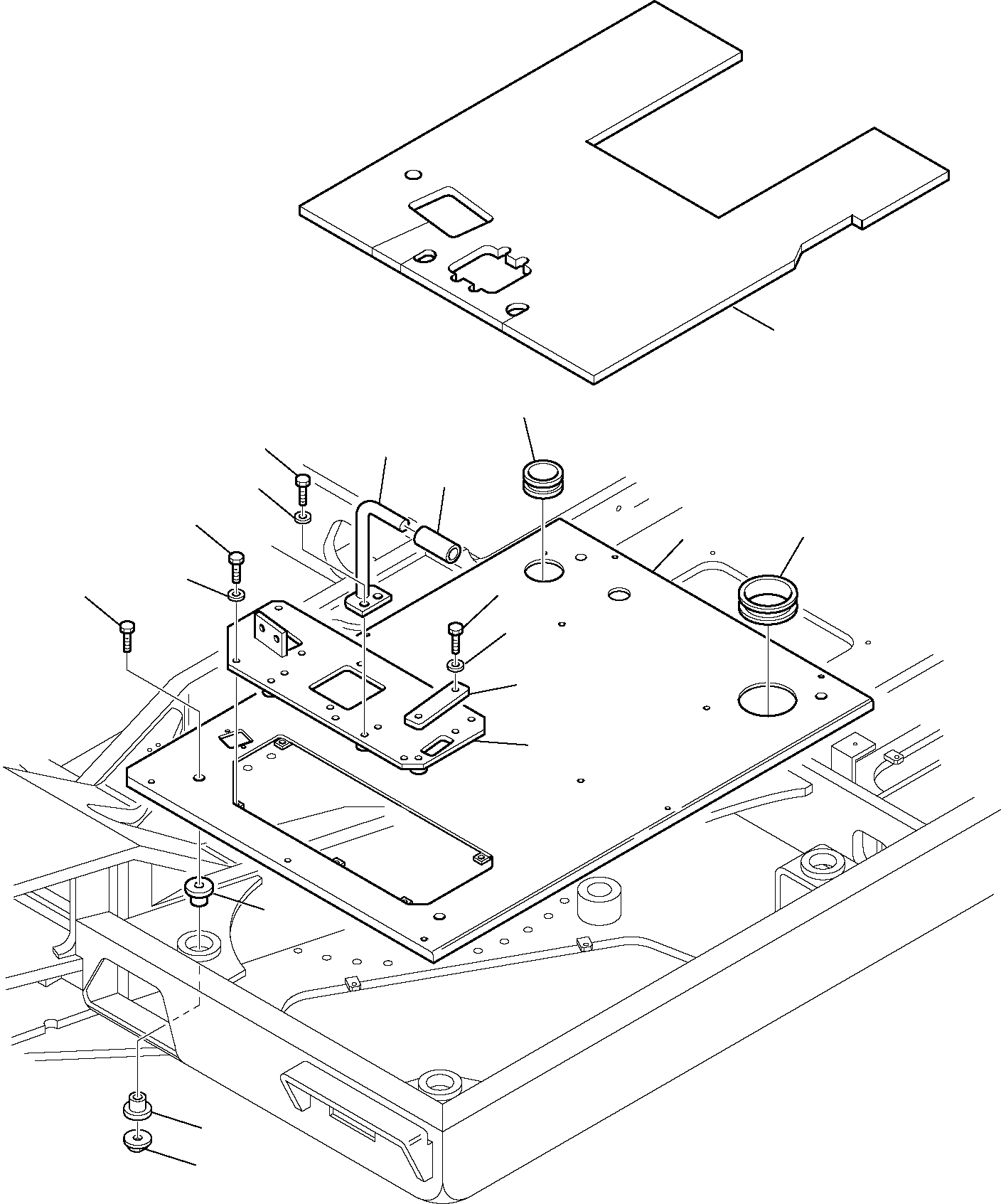 Komatsu parts book diagram for PC95R-2 USA S/N 21D5220114-Up: FLOOR PLATE (1/2)