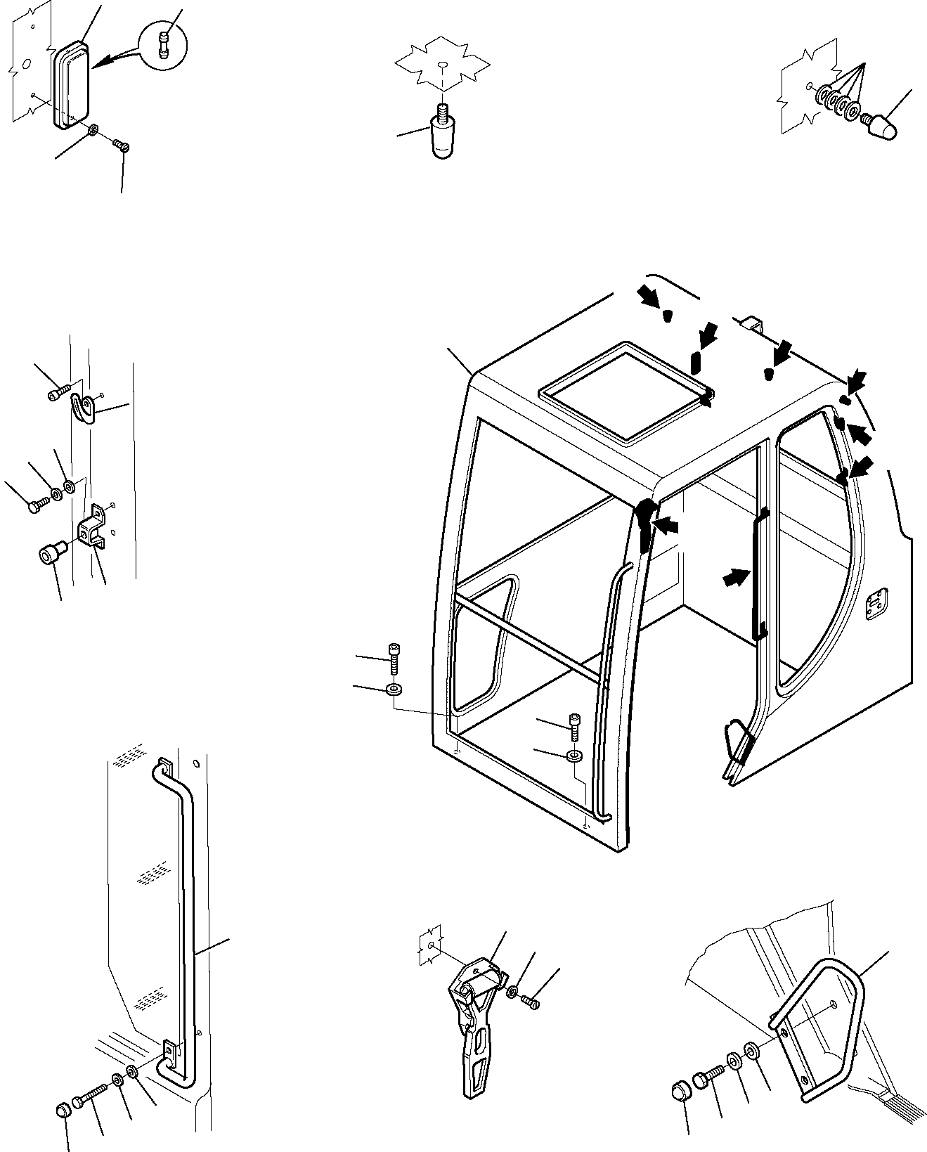 Komatsu parts book diagram for PC95R-2 USA S/N 21D5220114-Up: CABIN (1/6)