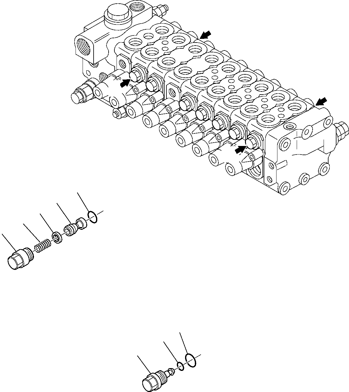Komatsu parts book diagram for PC95R-2 USA S/N 21D5220114-Up: CONTROL VALVE (6/7)