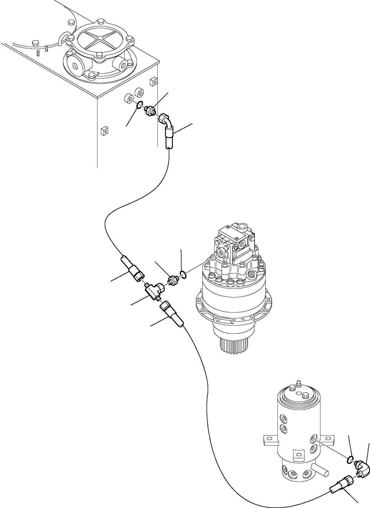 Komatsu parts book diagram for PC95R-2 USA S/N 21D5220114-Up: HYDRAULIC PIPING (DRAIN LINE) (1/2)