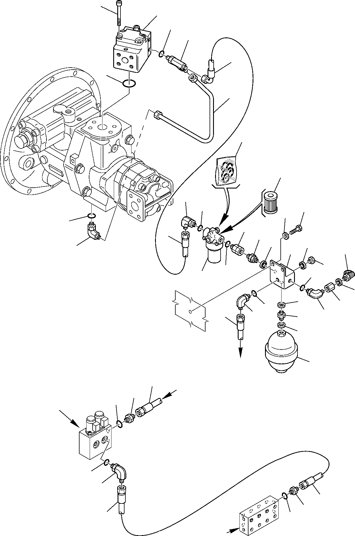 Komatsu parts book diagram for PC95R-2 USA S/N 21D5220114-Up: HYDRAULIC PIPING (PPC VALVE DELIVERY LINE)
